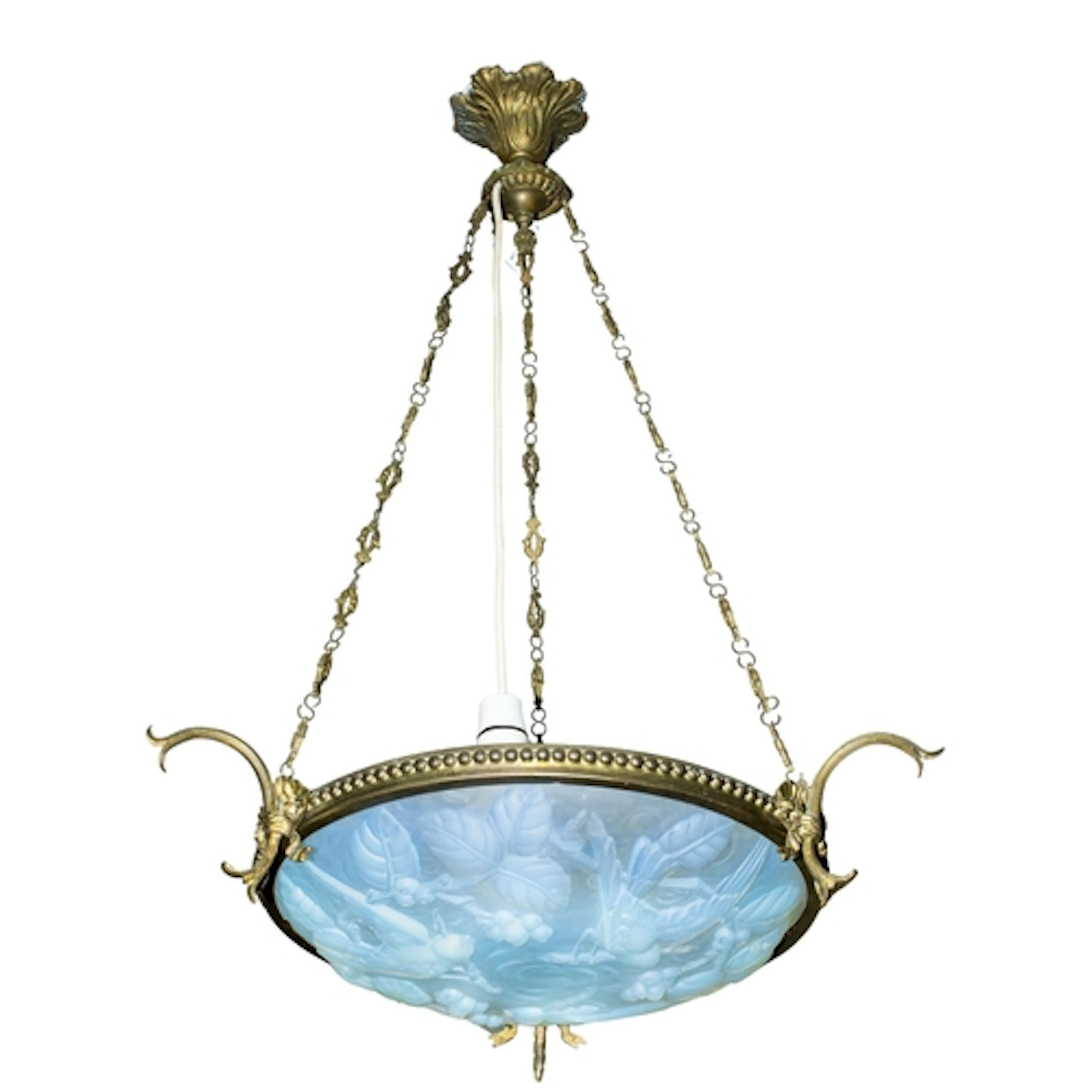 An opalescent moulded glass dish light in the manner of work...