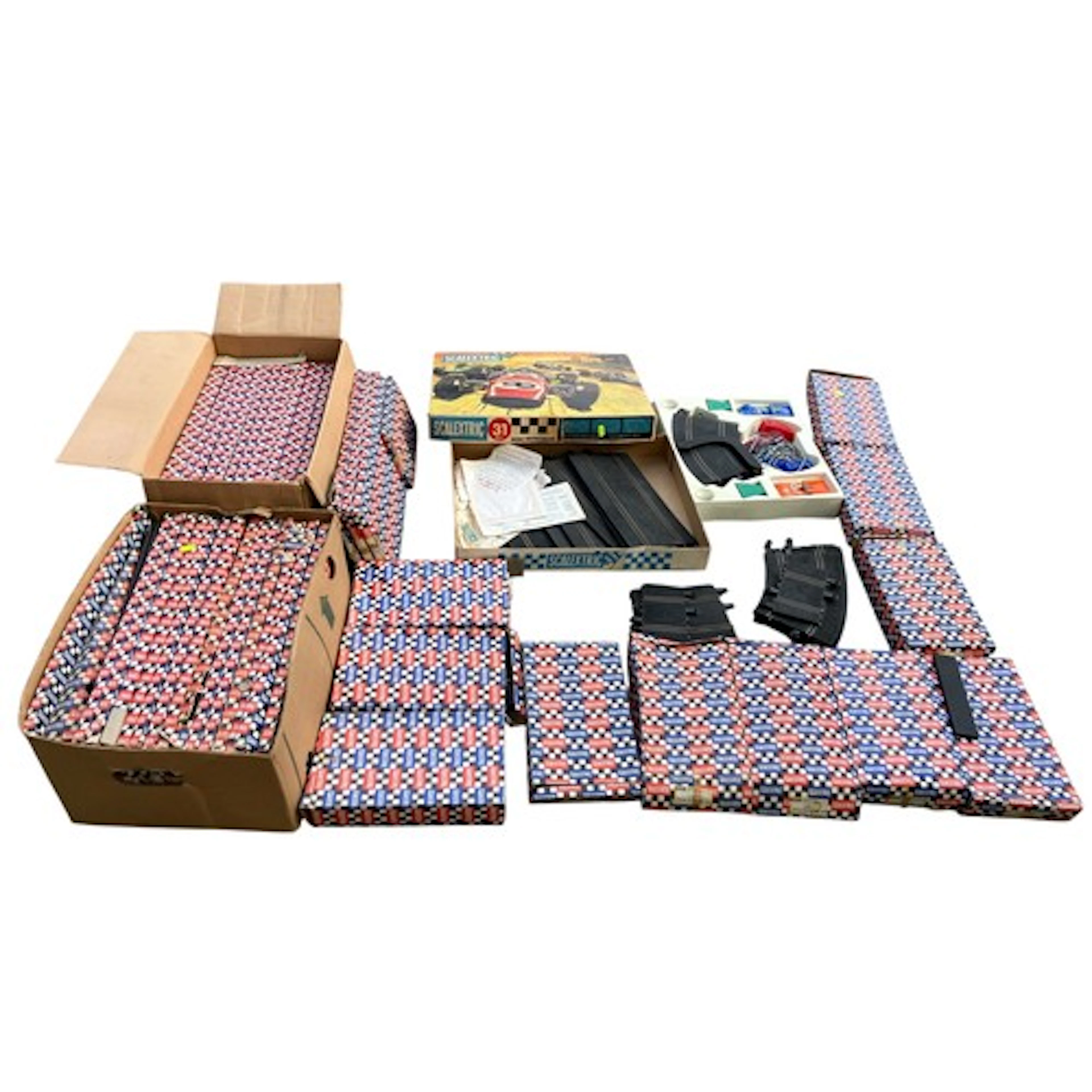 Large quantity of Scalextric’s including boxes of track &amp...
