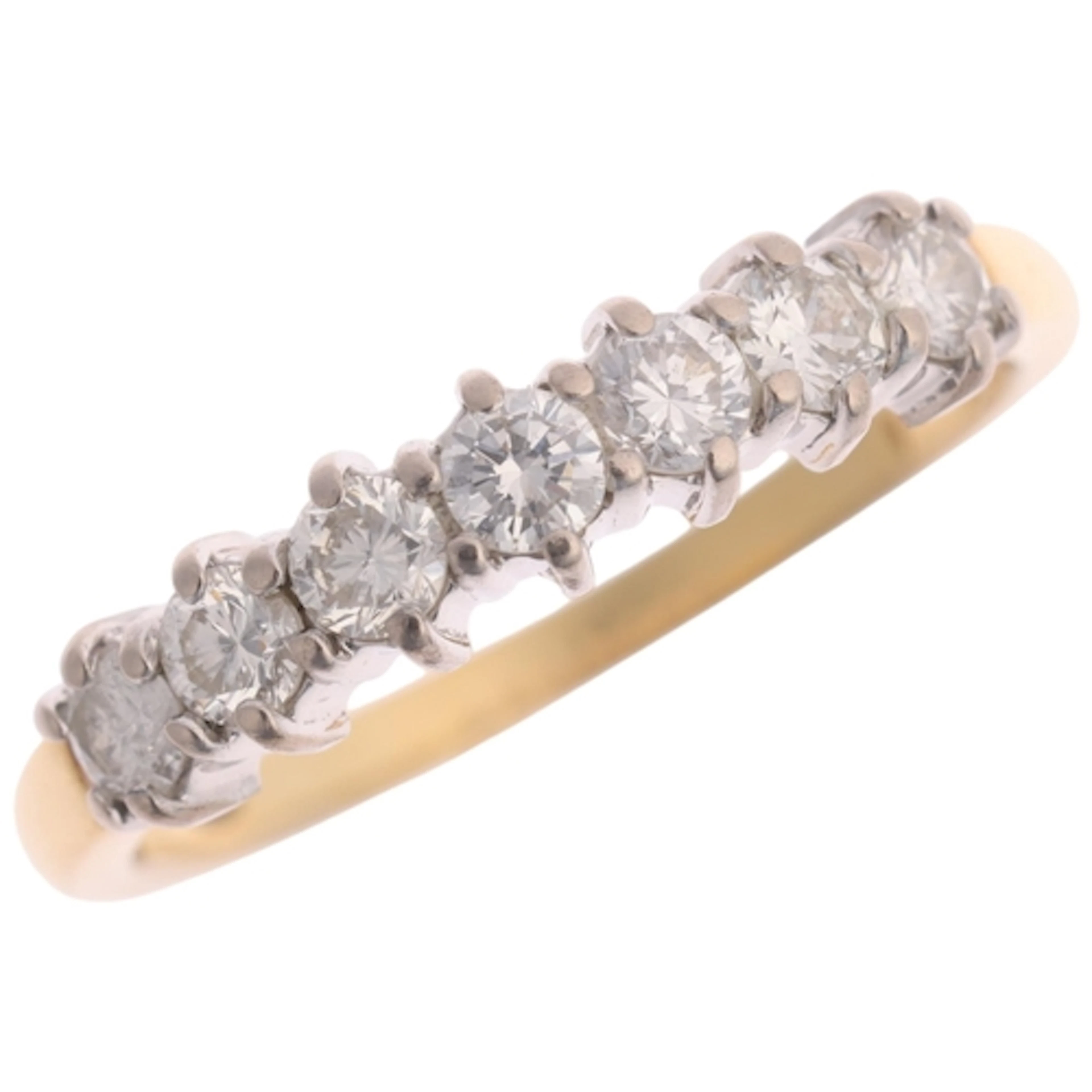 An 18ct gold seven stone diamond ring, maker FEU, London 200...