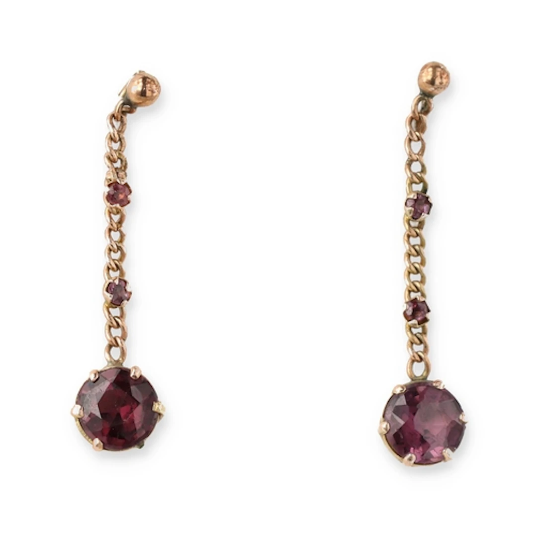 A PAIR OF 9CT GOLD AMETHYST EARRINGS Weight: 1.7gms...