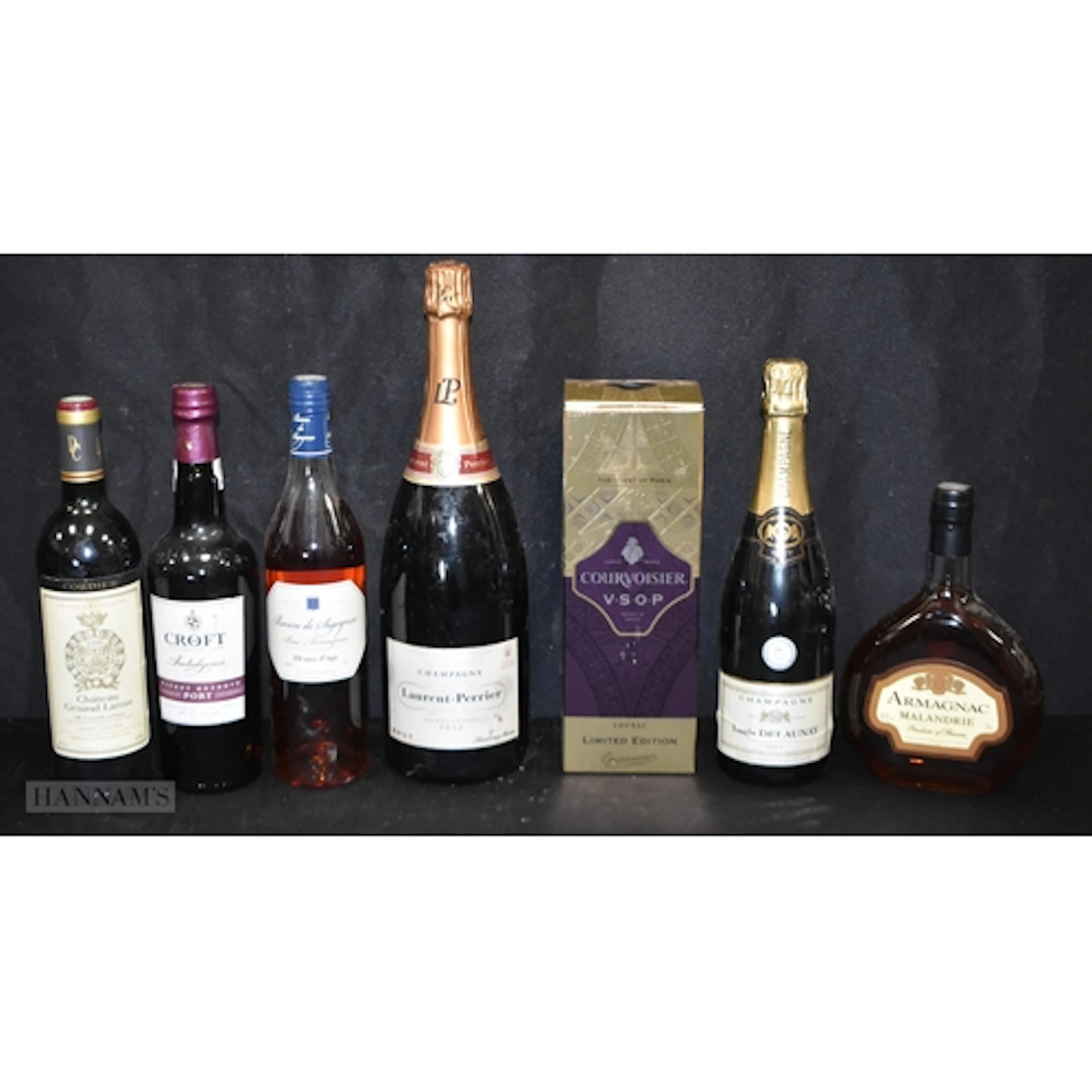 SEVEN BOTTLES OF ALCOHOL including Armagnac. (7)