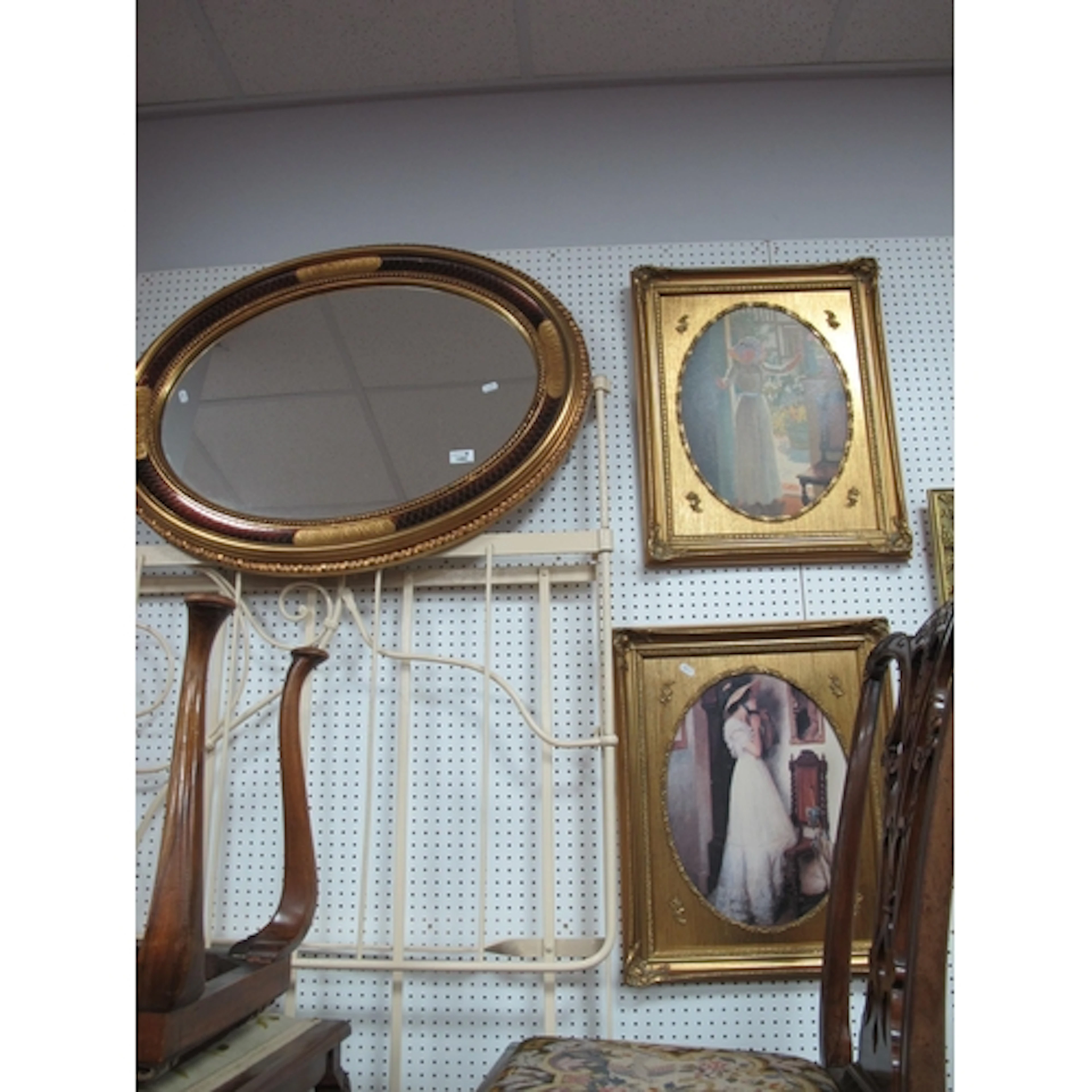 A Pair of Oval Prints, 'The Cottage Door', and 'The New Hat'...