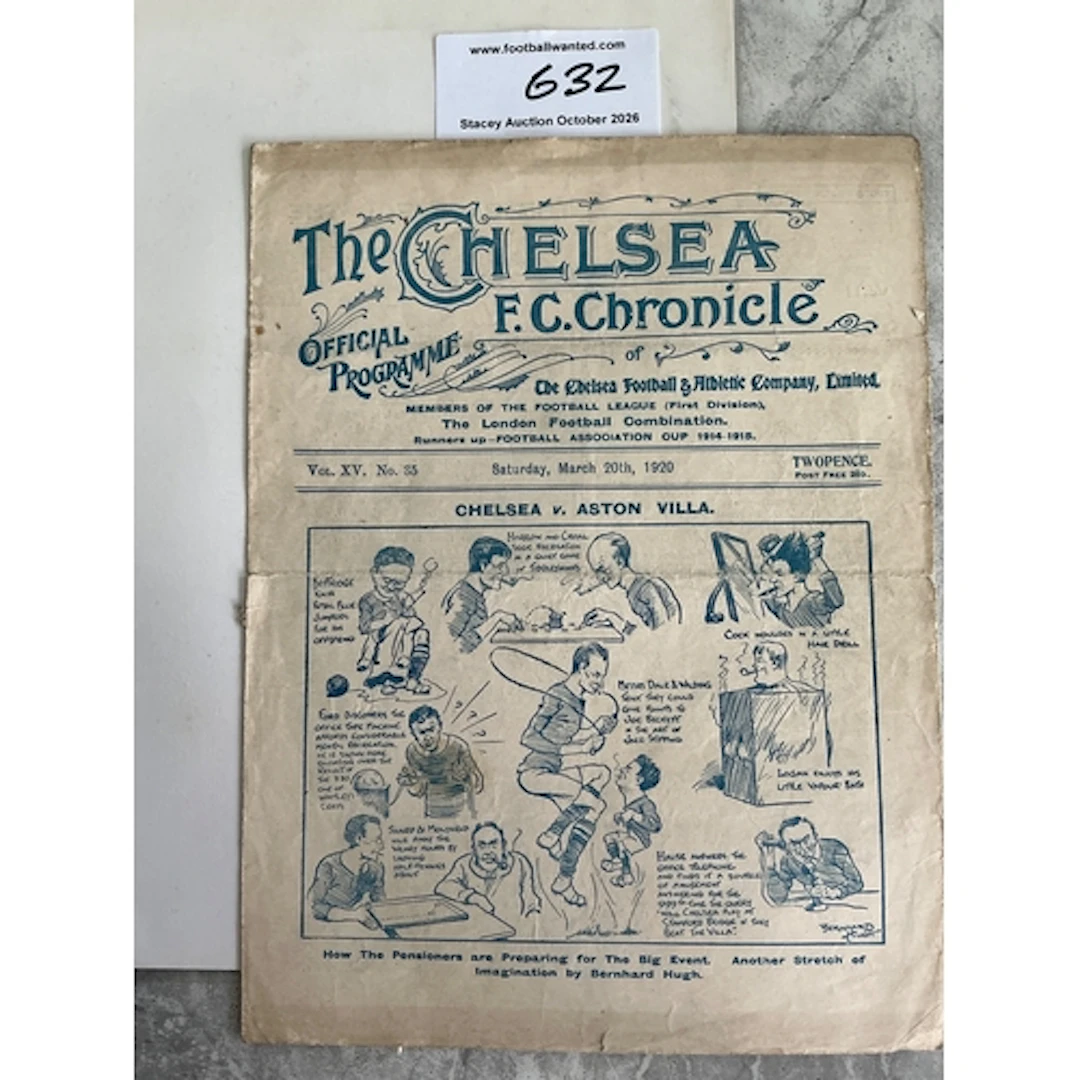 1919 - 1920 Chelsea v Sheffield Wednesday Football Programme...