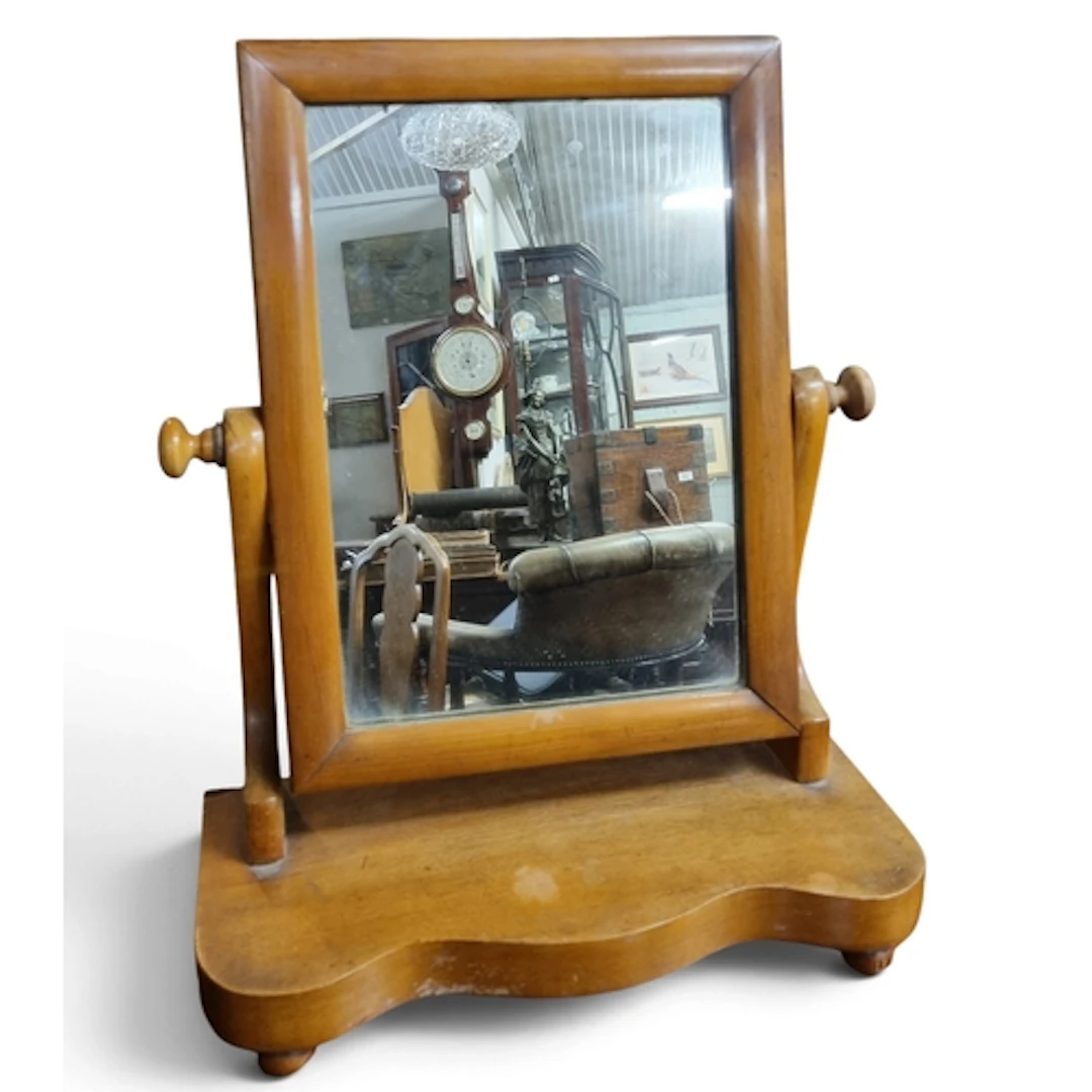 A 19th Century Walnut Crutch Mirror of neat proportions. 40 ...