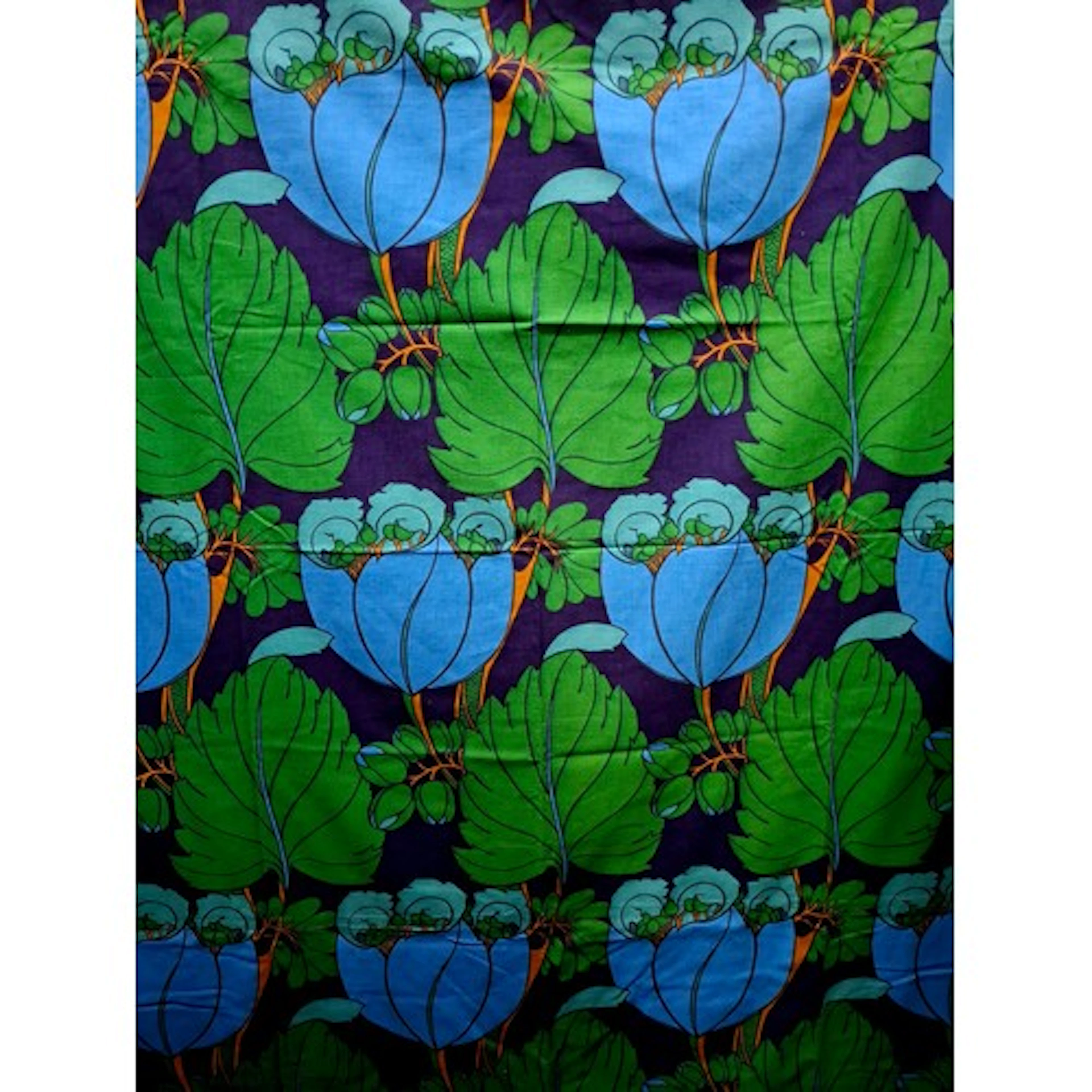 Liberty- 4 pairs of blue and green 'Regency Tulip' curtains ...