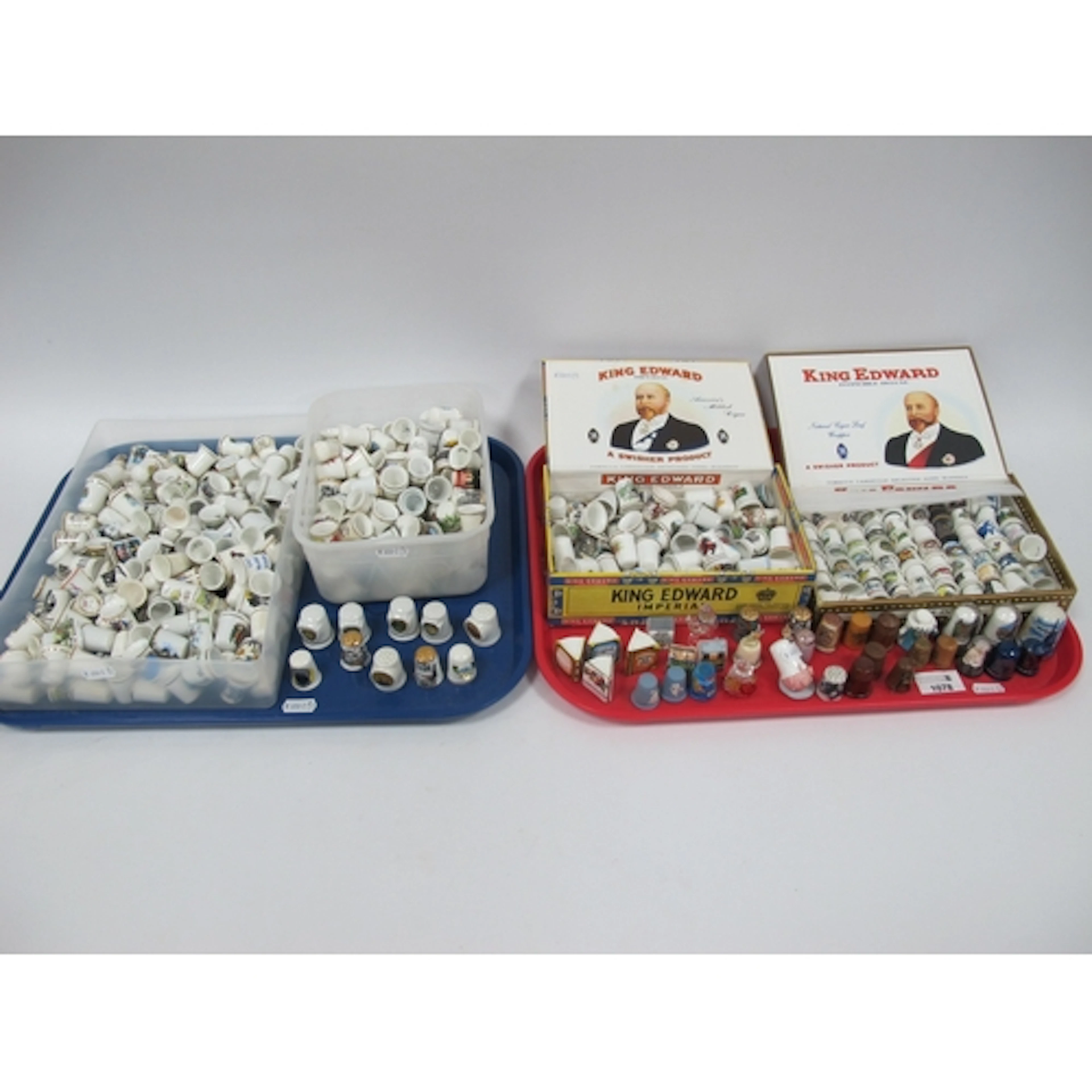 Large collection of souvenir and novelty thimbles, including...