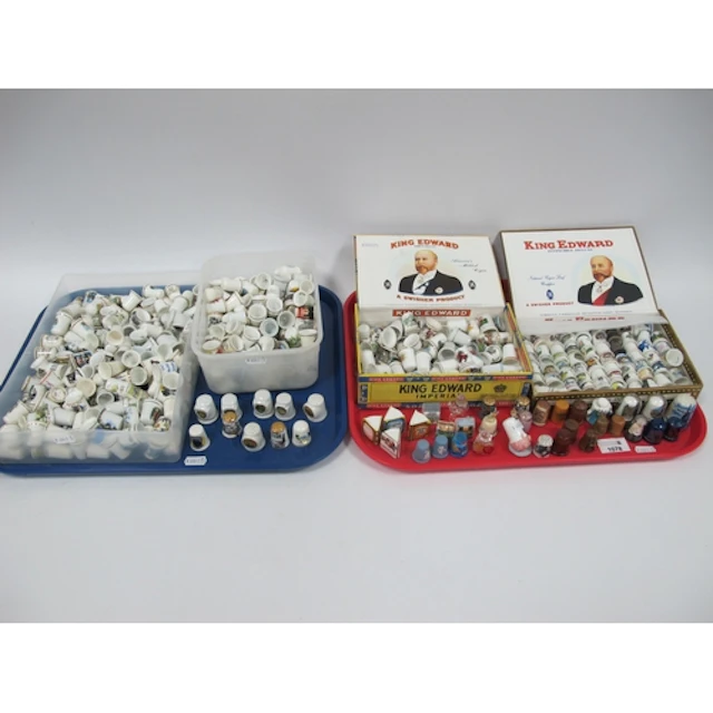 Large collection of souvenir and novelty thimbles, including...