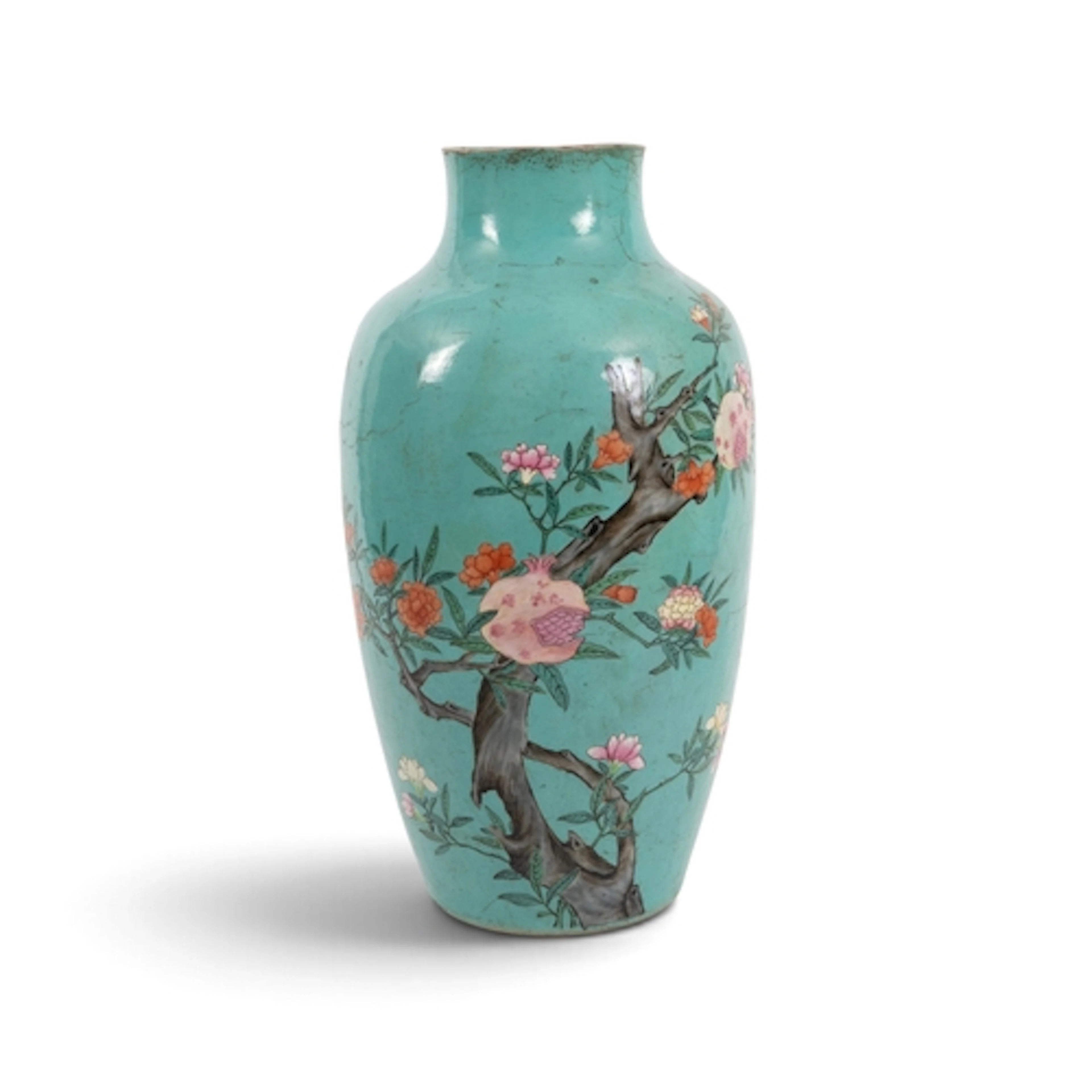 A Chinese turquoise ground vase, six character Qianlong seal...