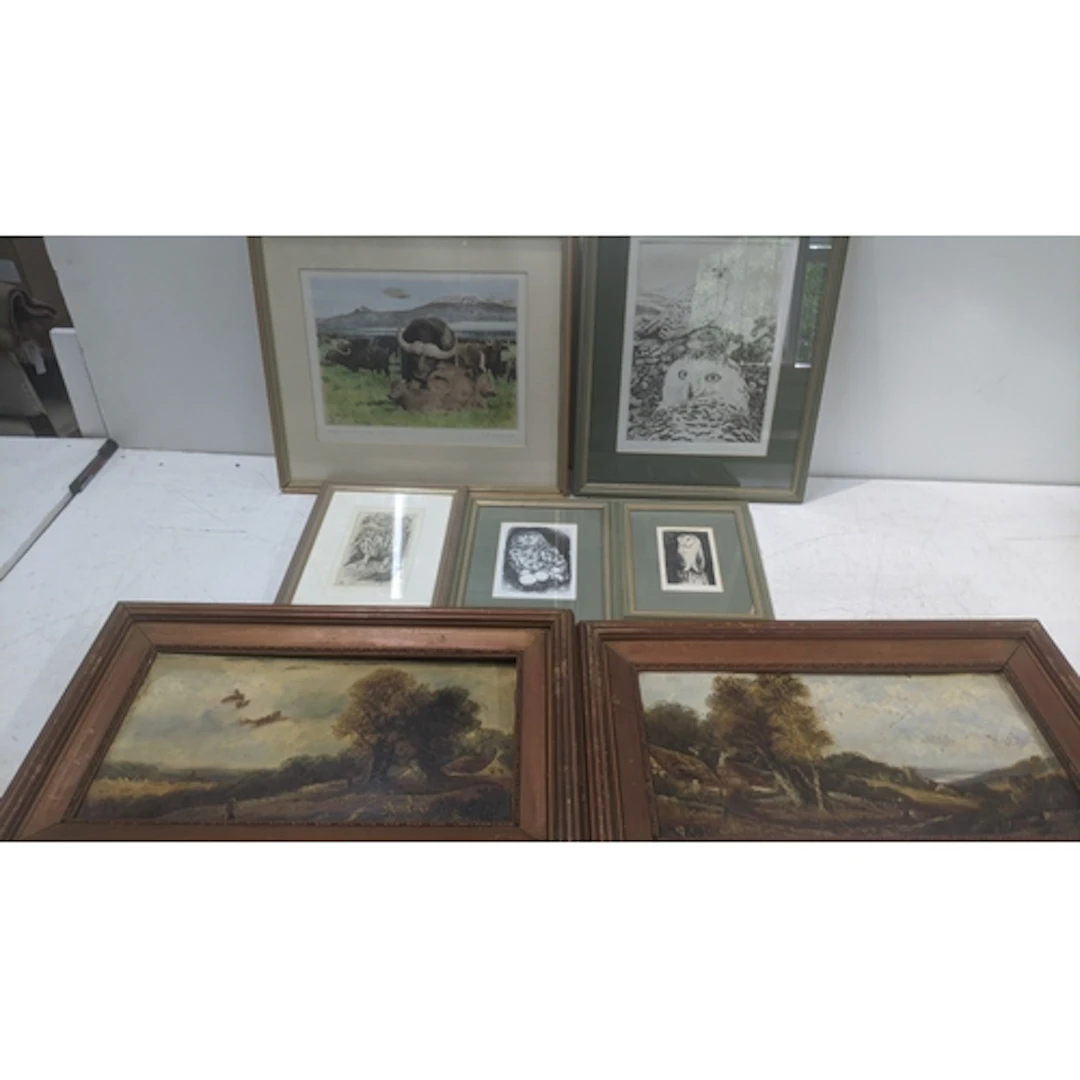 Wall art to include two framed late 19th/early 20th century ...