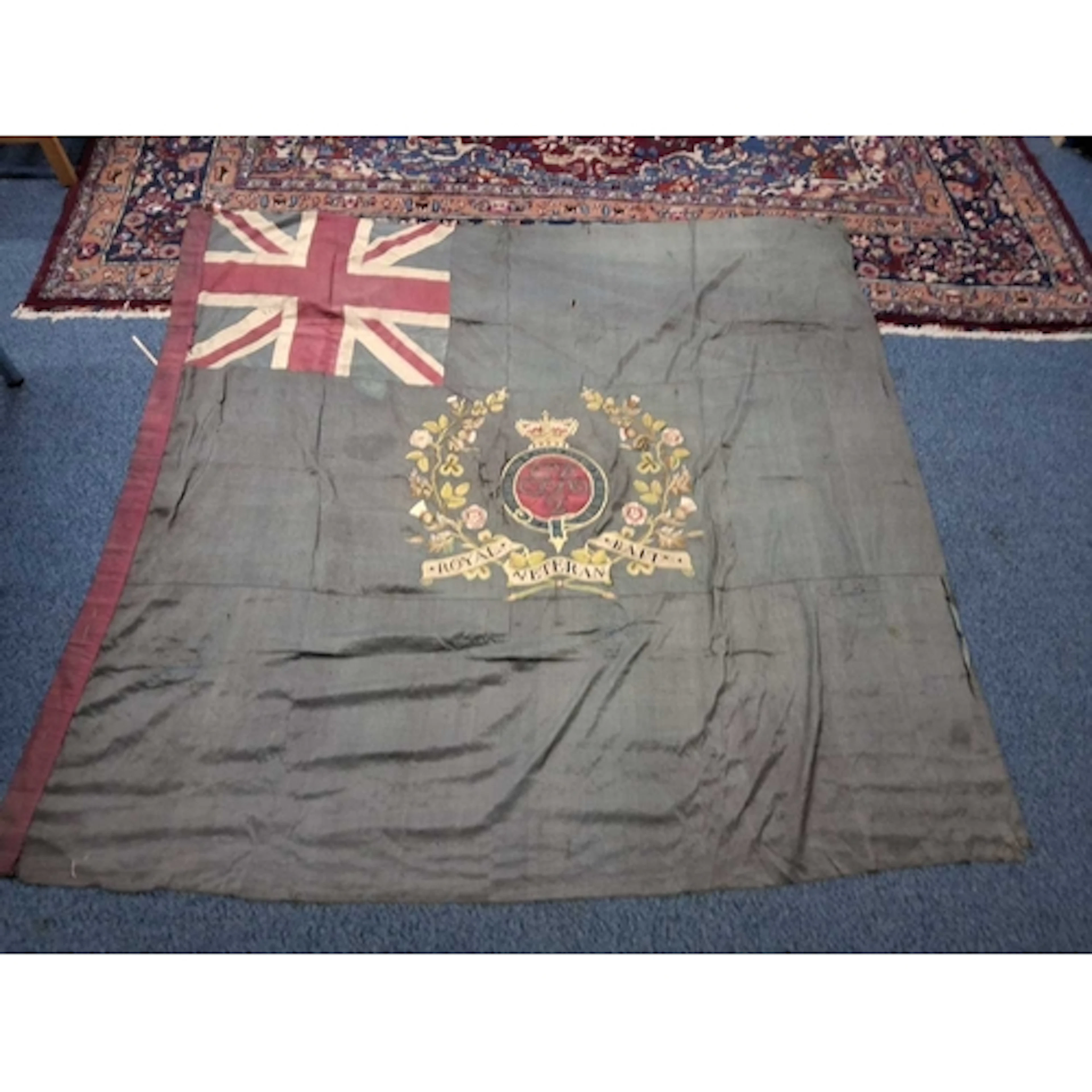 A NAPOLEONIC ERA GEORGIAN HAND EMBROIDERED SILK BATALLION FL...