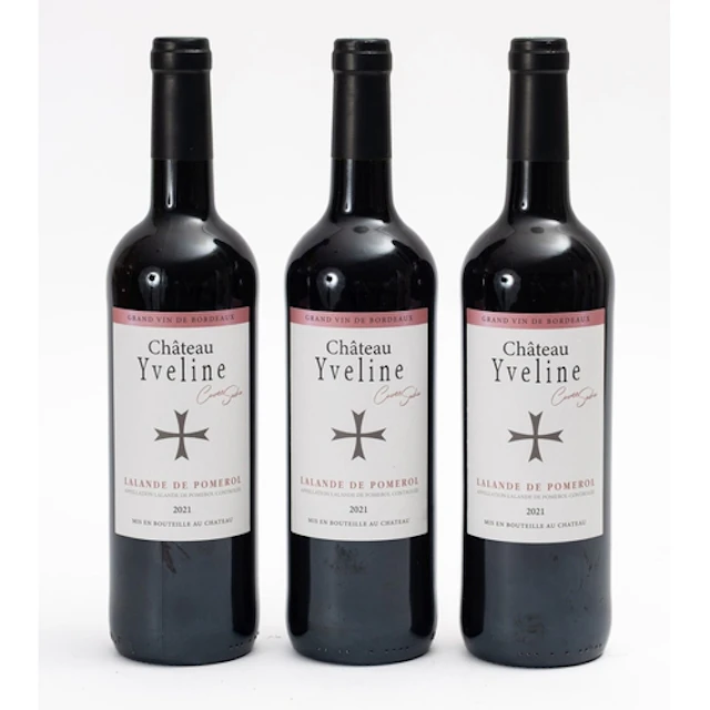 Three bottles of Chateau Yveline. Lalande de Pomerol 2021. F...