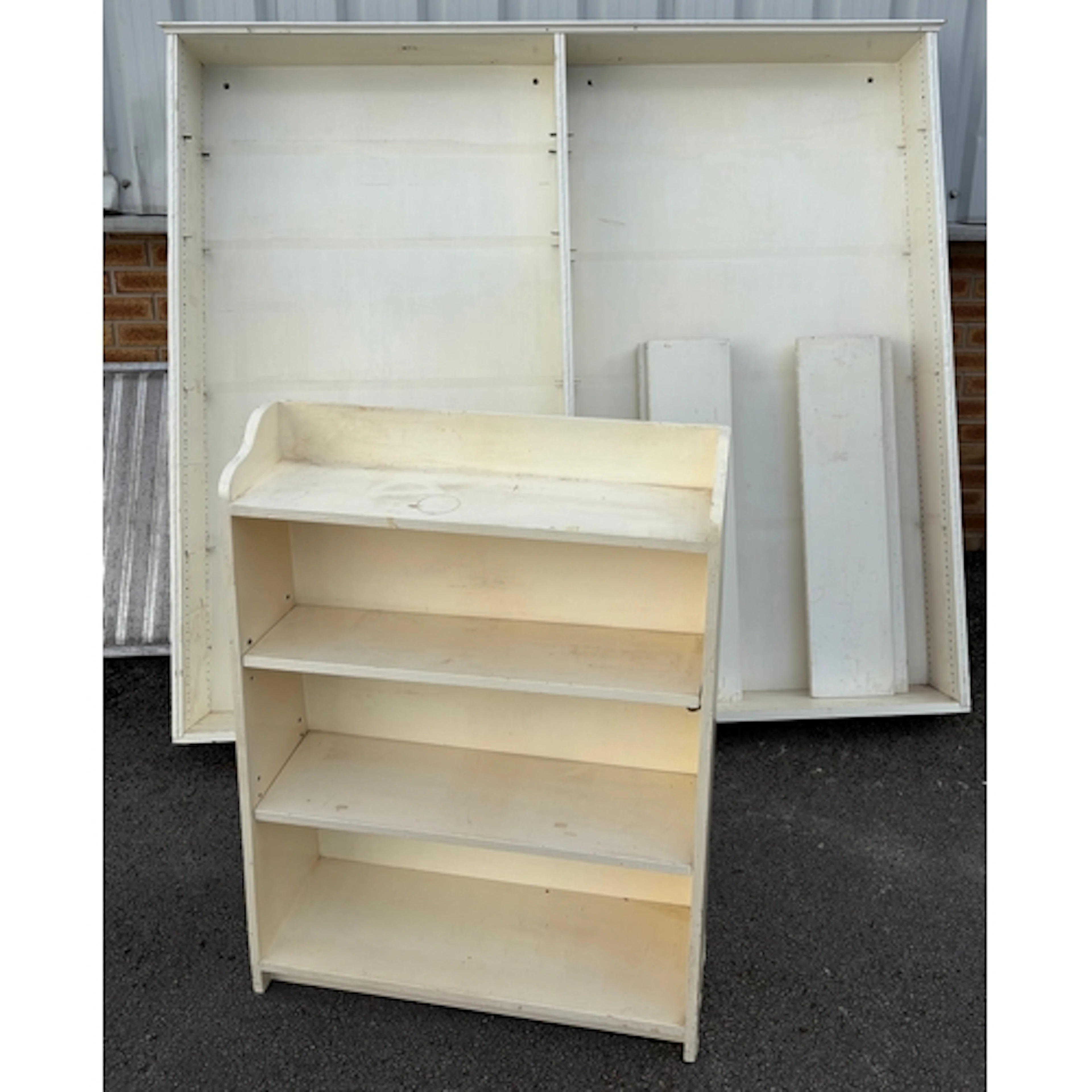 A large painted bookcase together with a smaller bookcase (2...