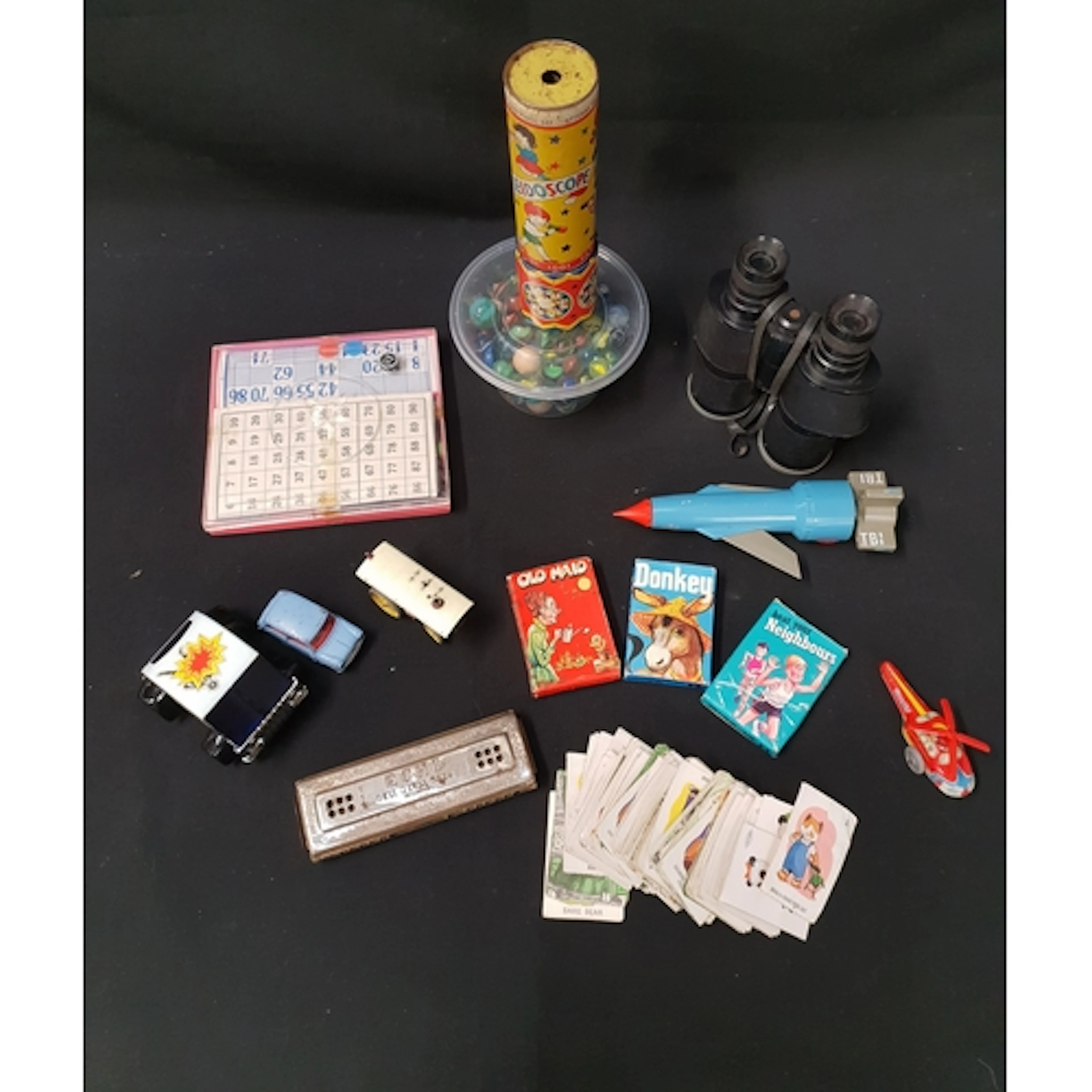 COLLECTION OF VINTAGE TOYS including Thunderbirds rocket, Ka...