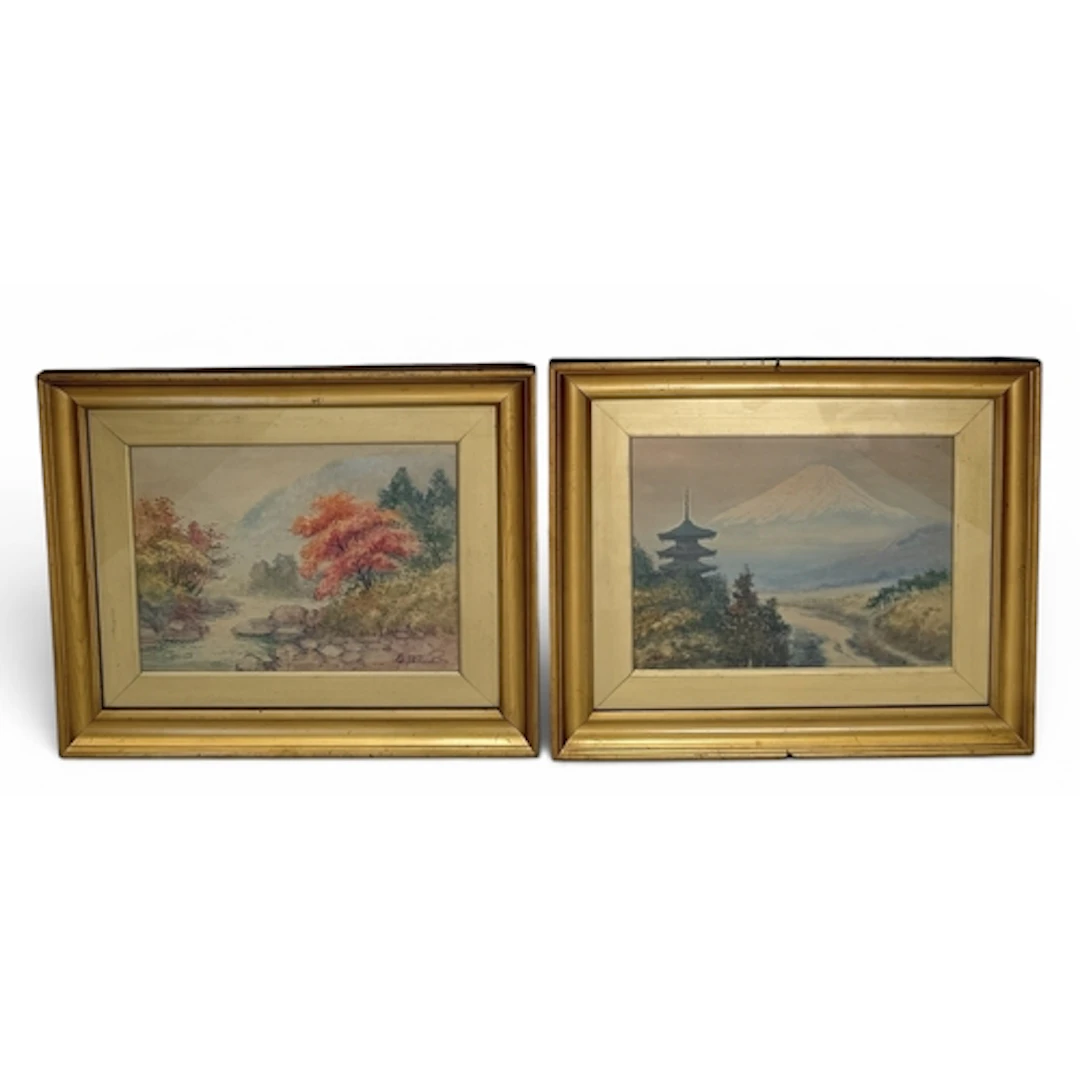 20TH CENTURY JAPANESE SCHOOL: MOUNT FUJI; RIVER LANDSCAPE Tw...