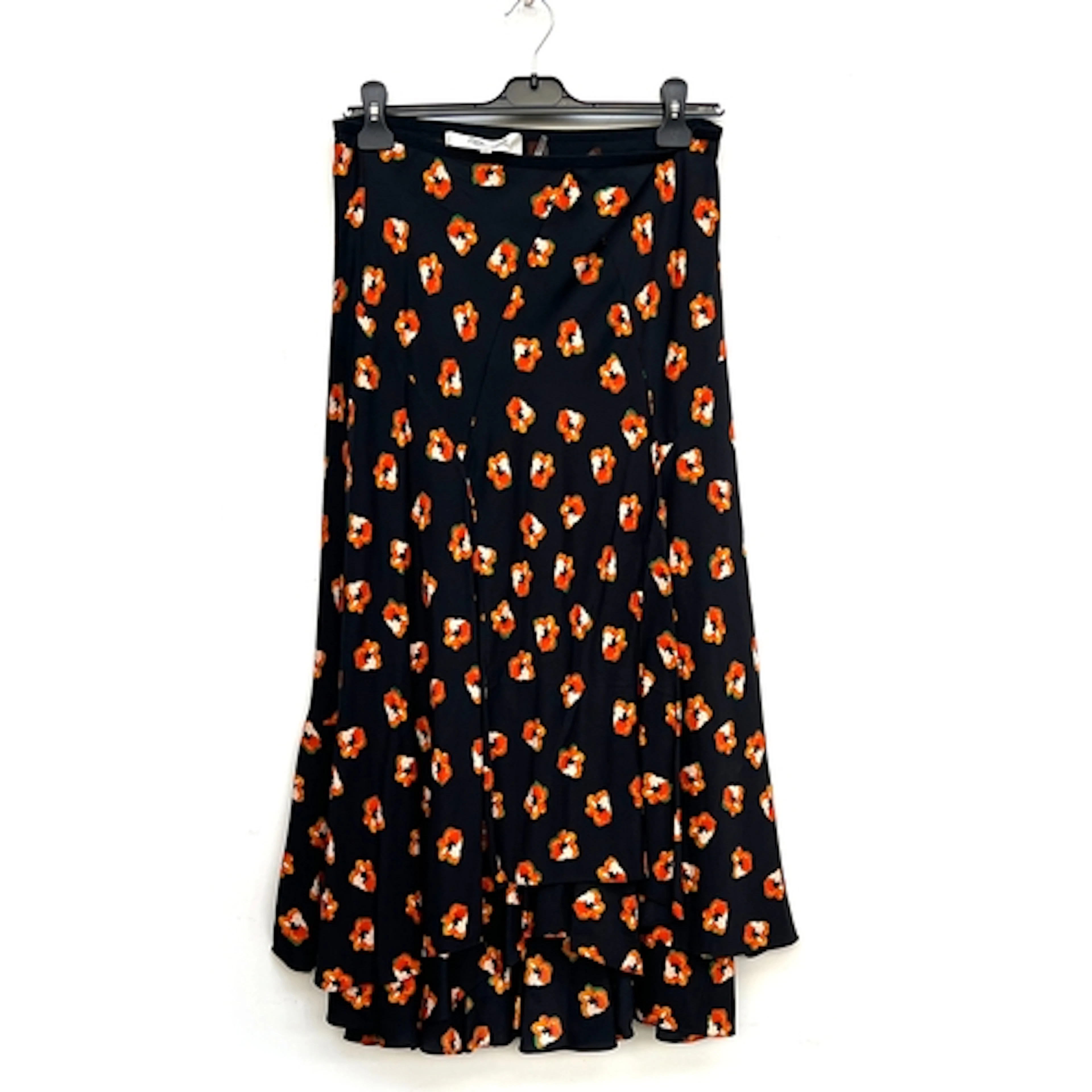 A Diane von Furstenberg black silk dress with orange floral ...