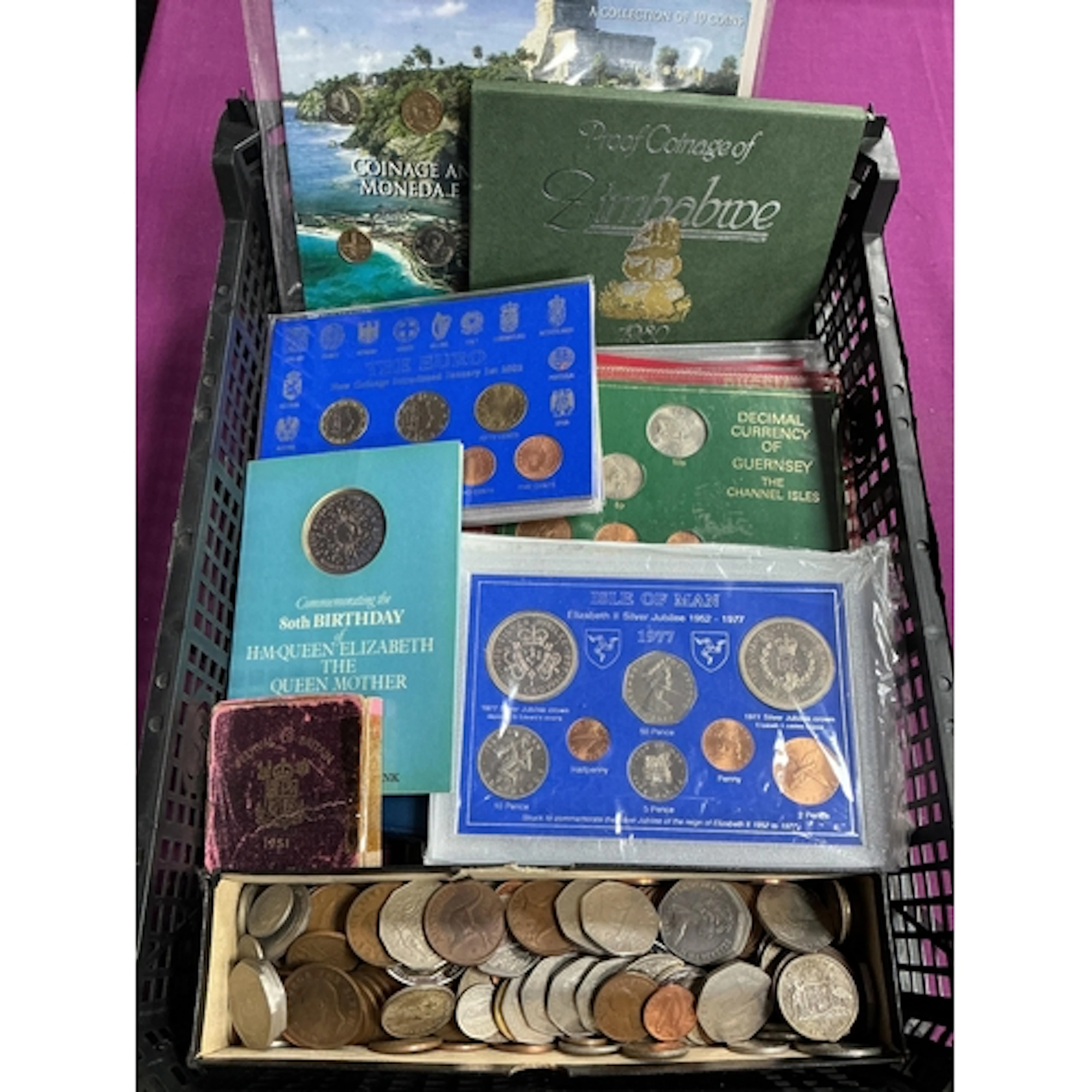 Collection Of World Coinage, includes a 1980 Royal Mint Zimb...