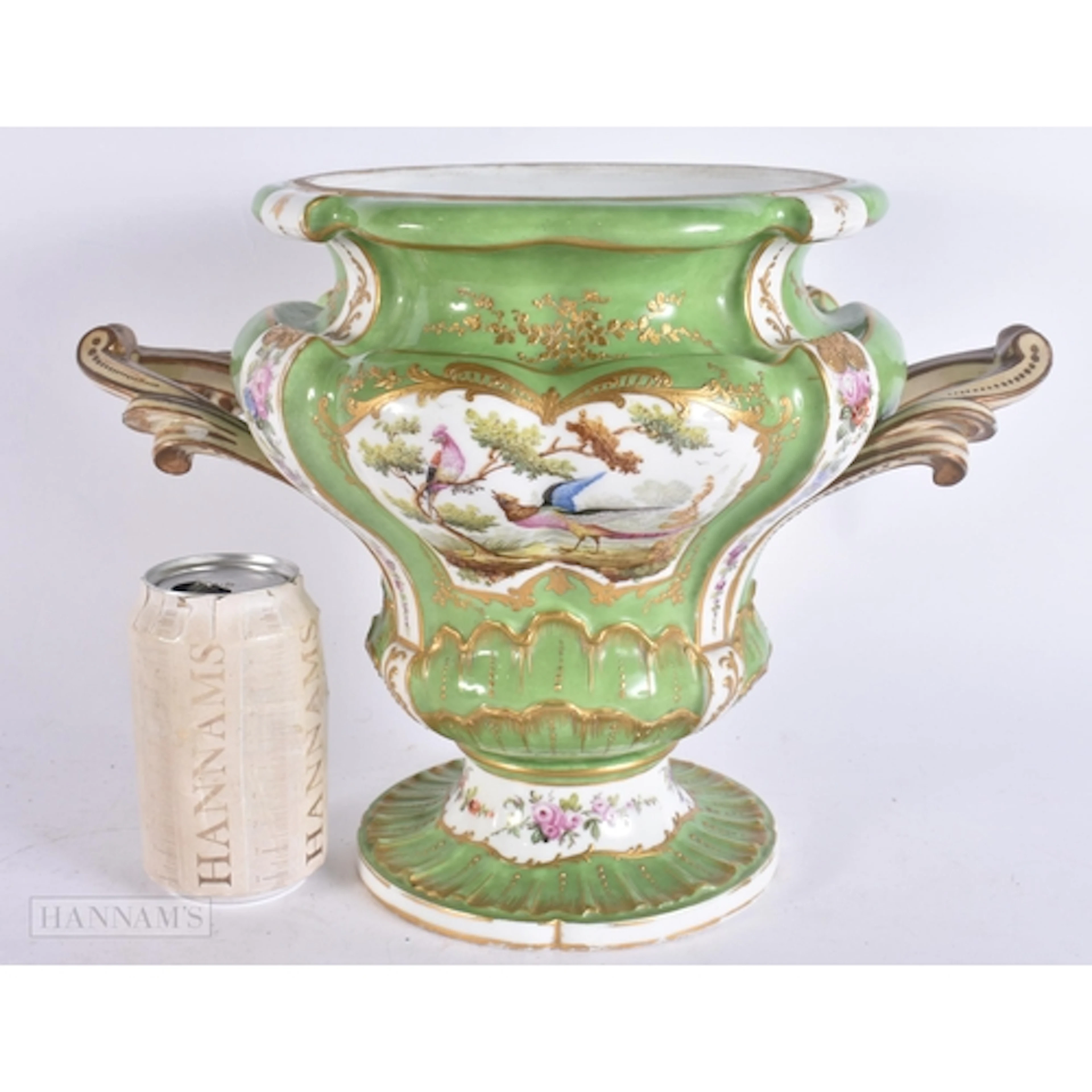 A LARGE 19TH CENTURY FRENCH TWIN HANDLED PARIS PORCELAIN VAS...
