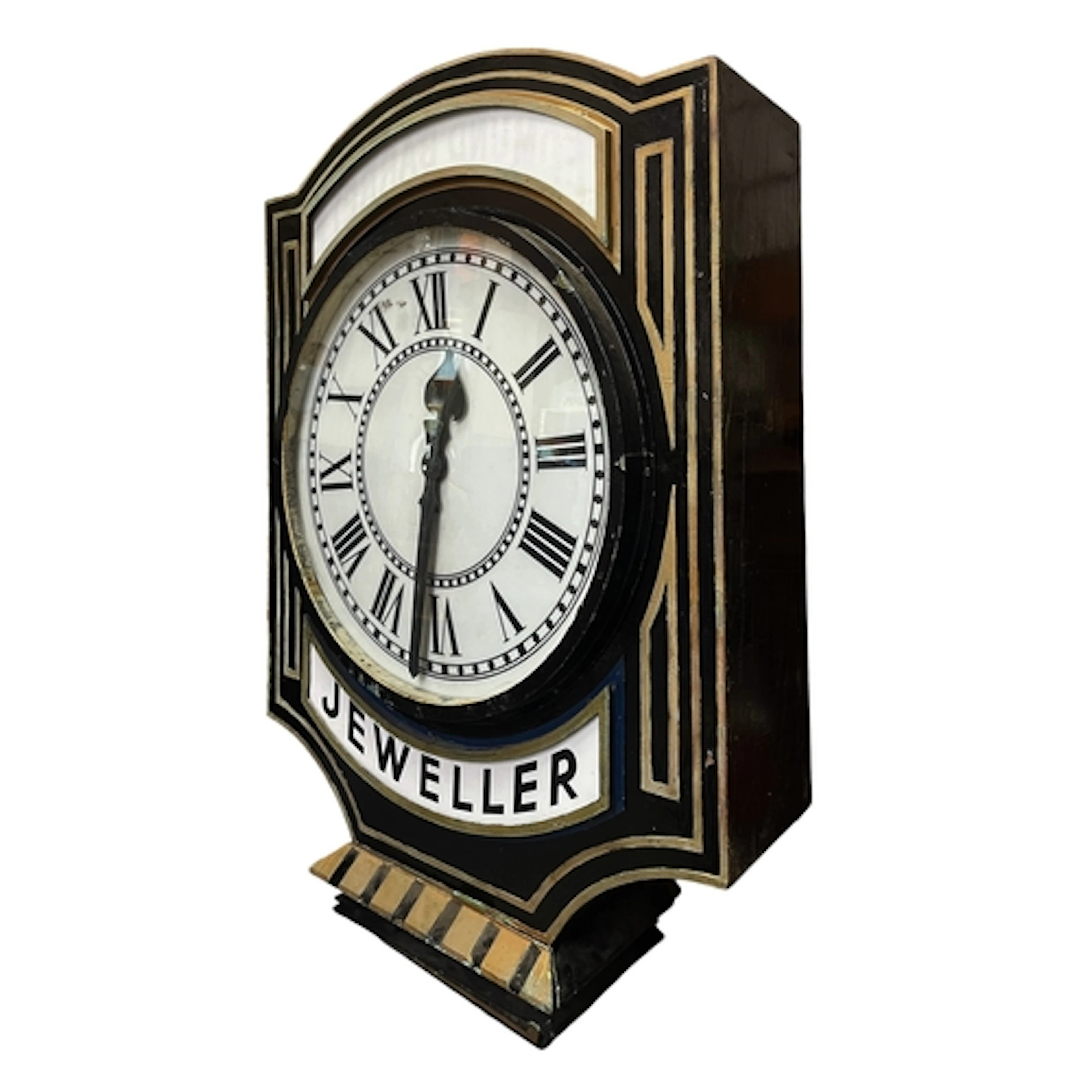 An impressive early 20th century black & gilt painted metal ...