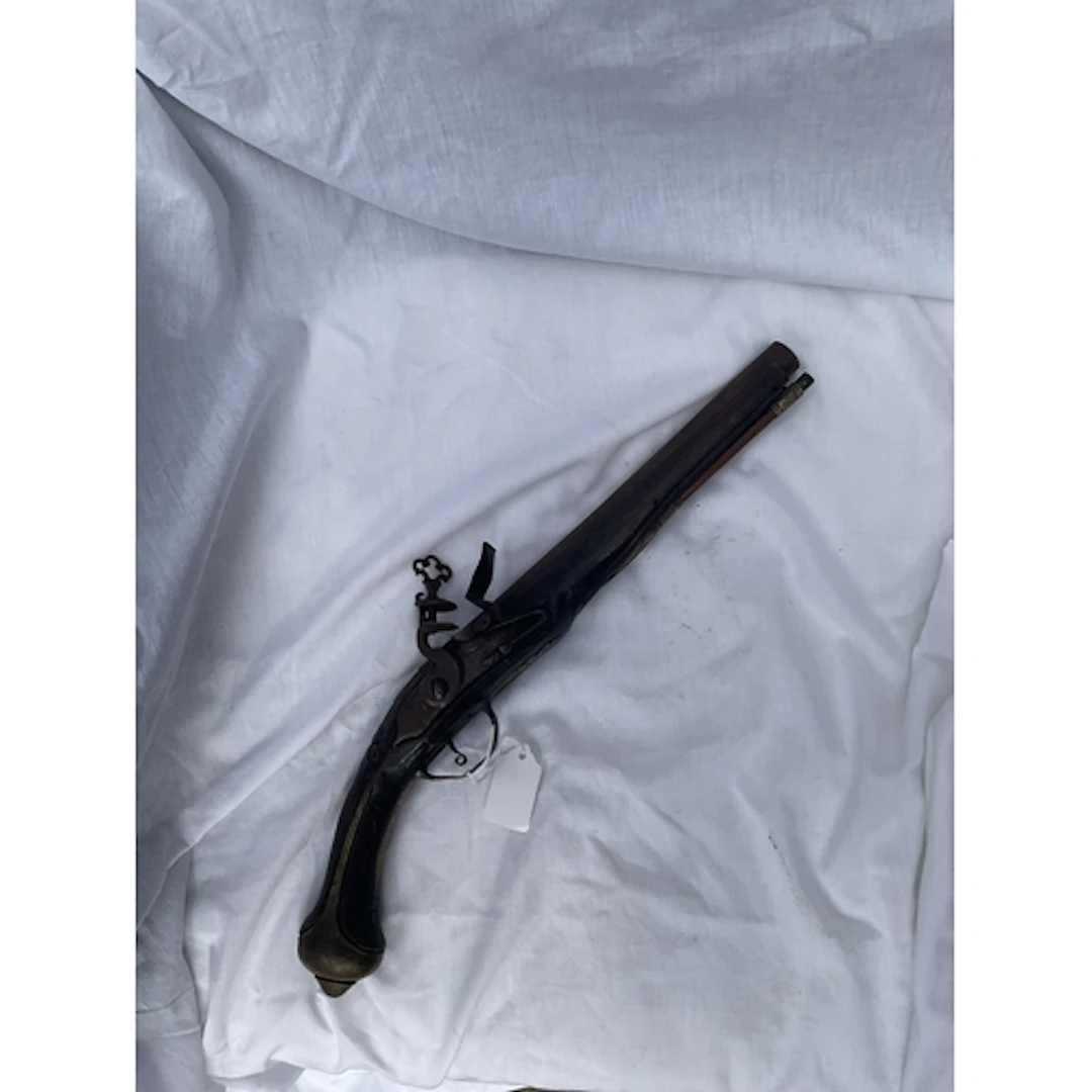 18th c flintlock pistol .proof mark to the breech.
