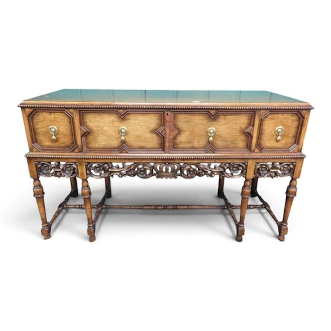 A 20th century mahogany Jacobean style sideboard/buffet with...
