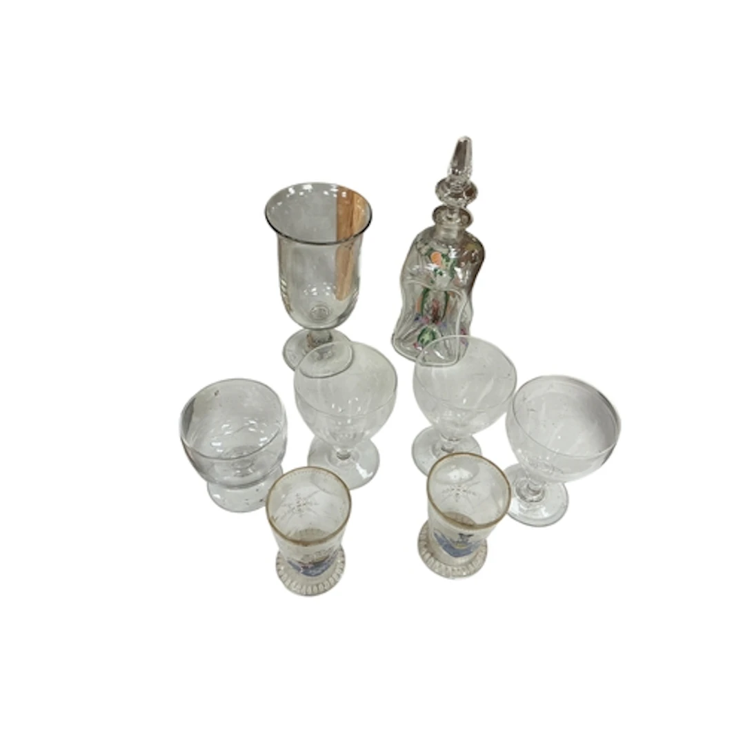 A late 19th century Continental enamelled glass decanter, he...