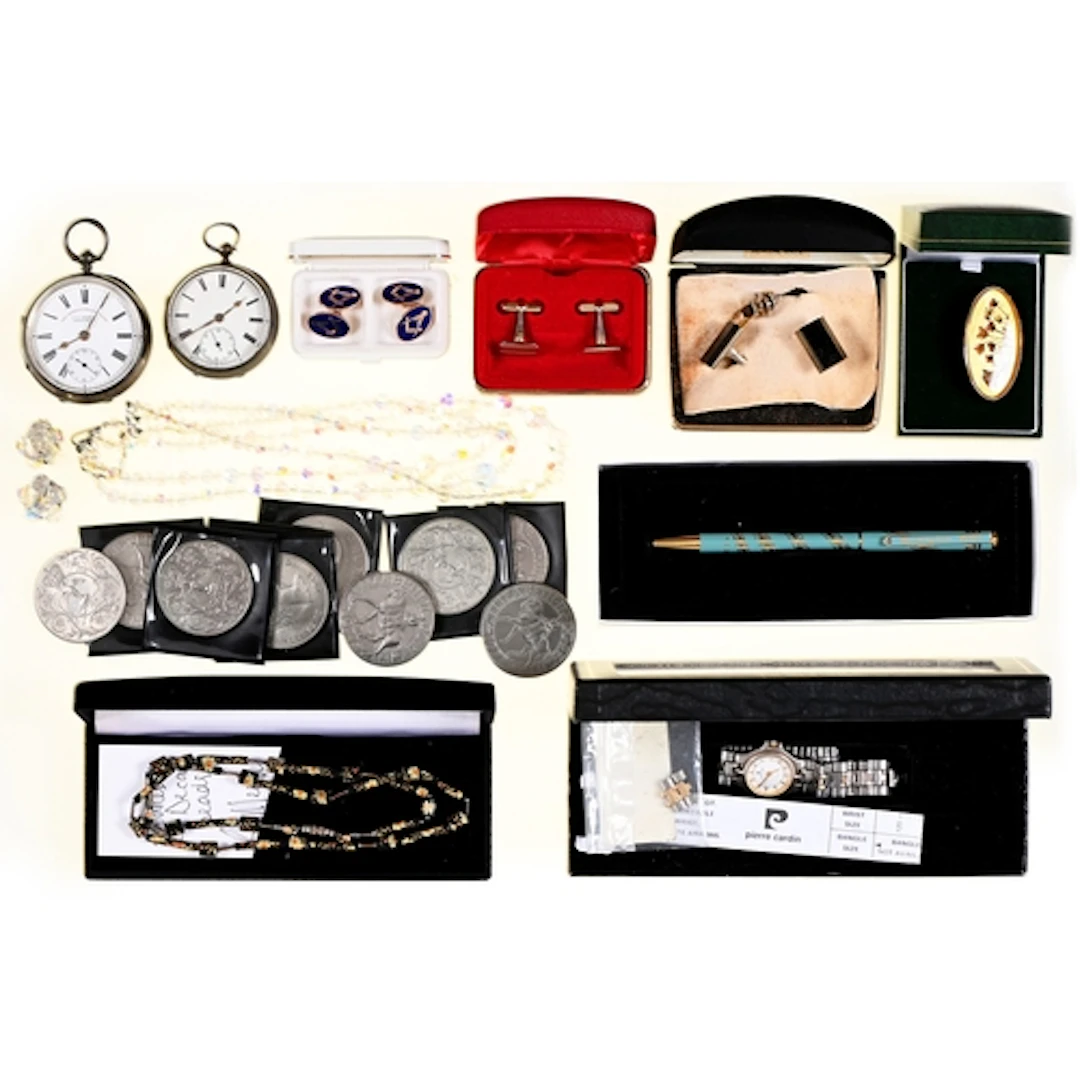 Two silver pocket watches and miscellaneous costume jeweller...