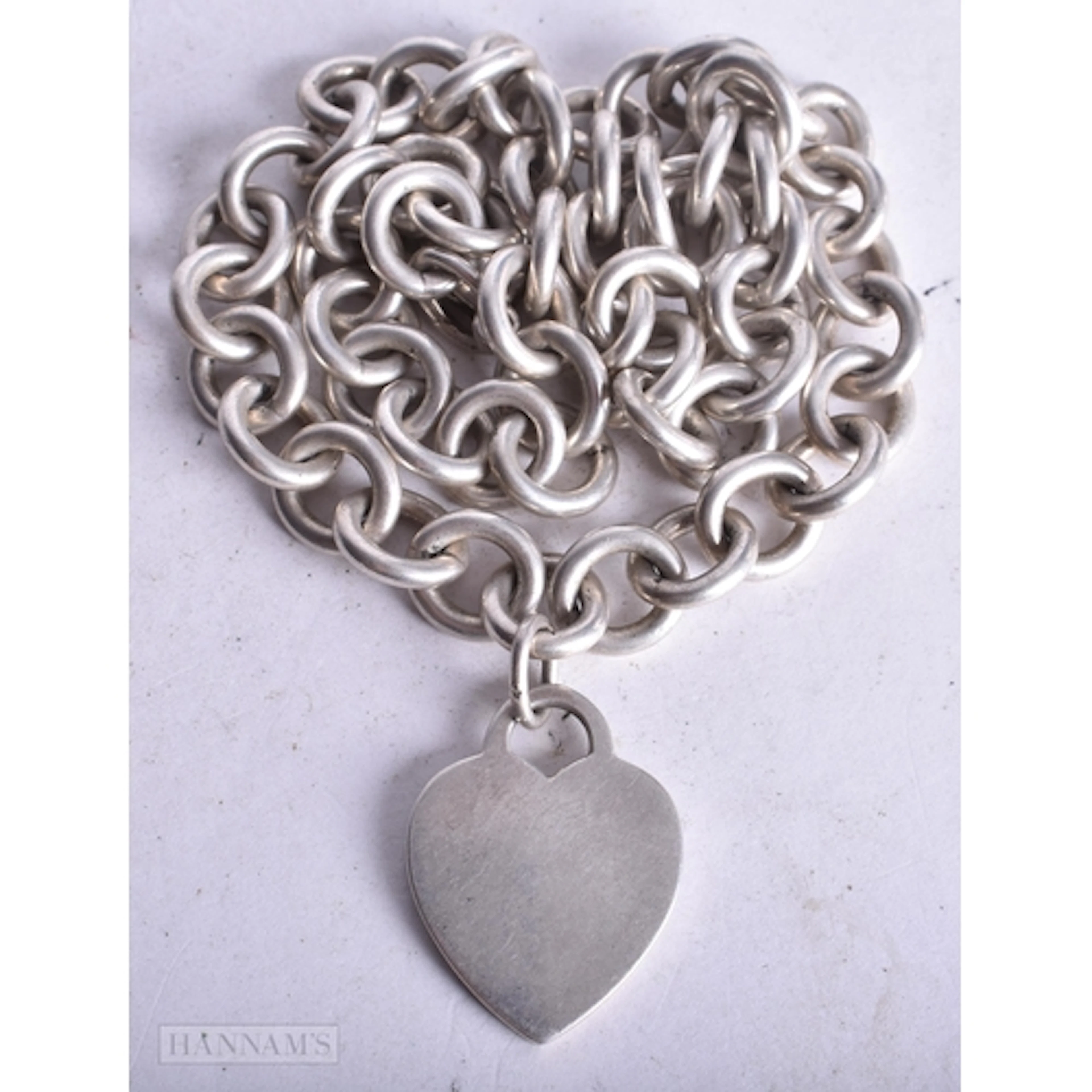 Tiffany & Co Sterling Silver Belcher Link Necklace w/ Heart ...
