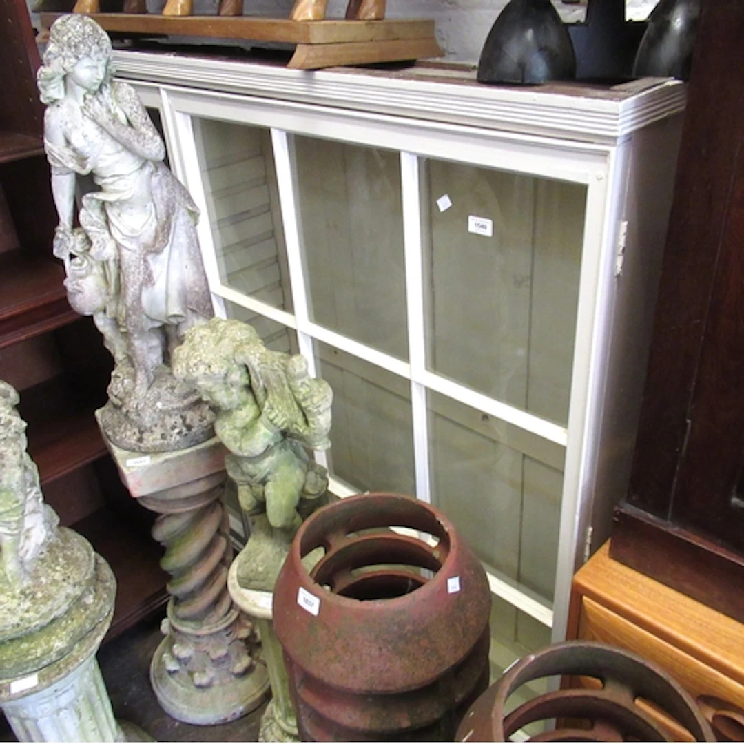 19th Century white painted two door bookcase enclosing adjus...