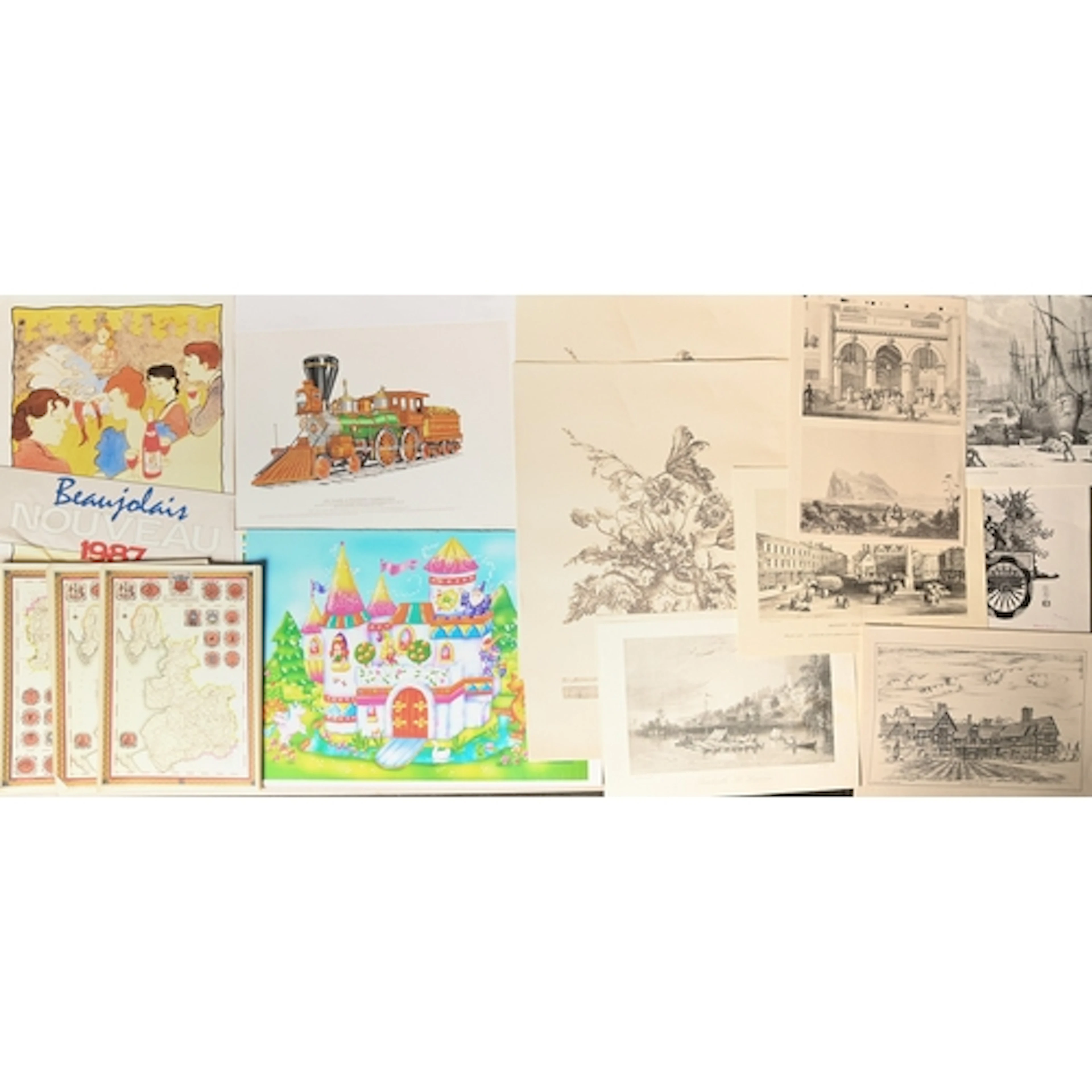 Miscellaneous collotype, lithograph and other prints, includ...