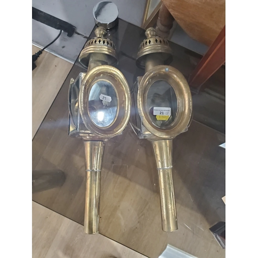 A pair of brass Carriage Lanterns.