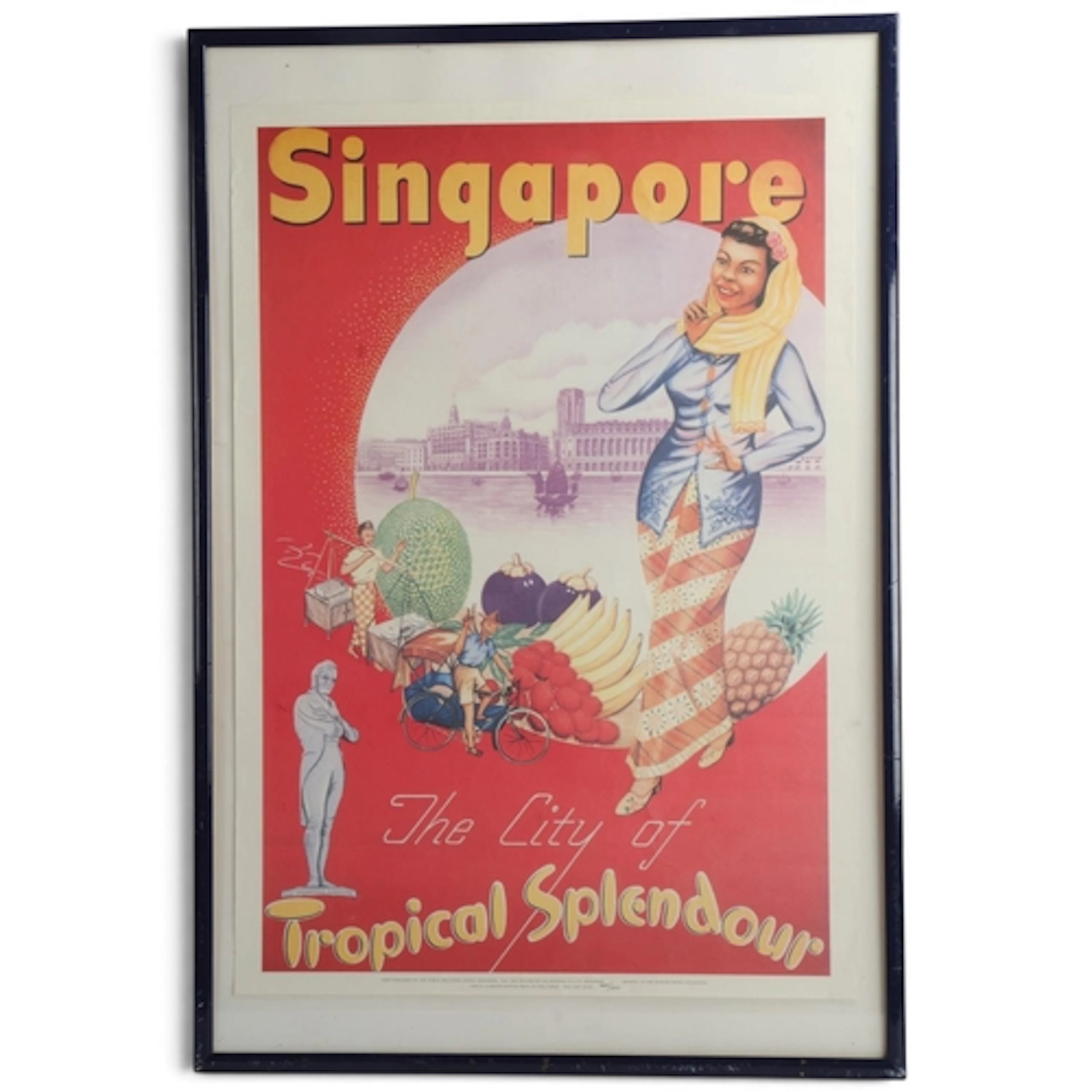 A limited edition Sigapore poster, reproduction of mid-centu...