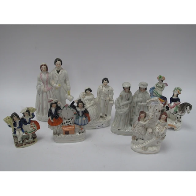 XIX Century Staffordshire Flatback Figure Groups of Couples,...
