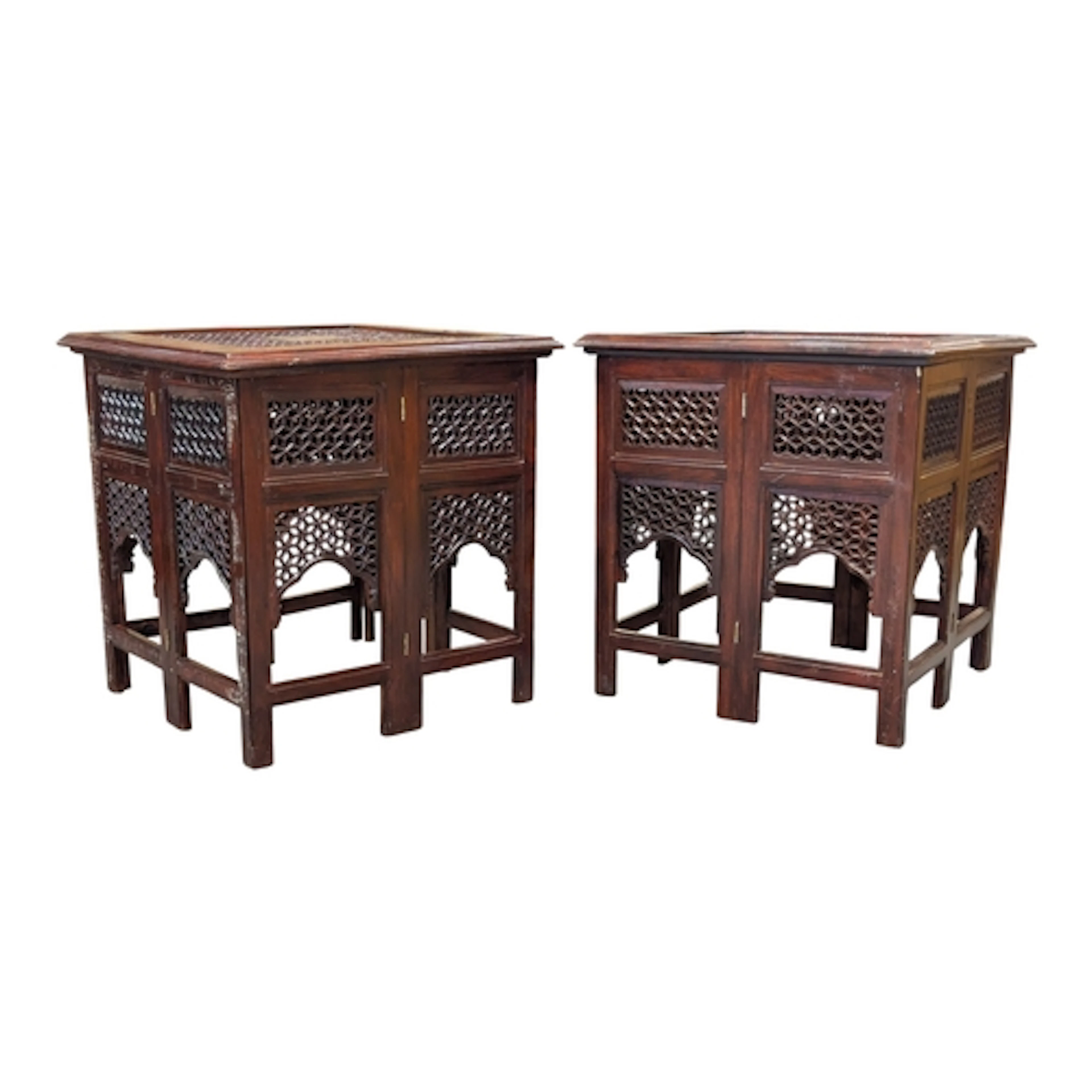 A pair of vintage 20th century hardwood Moroccan folding occ...