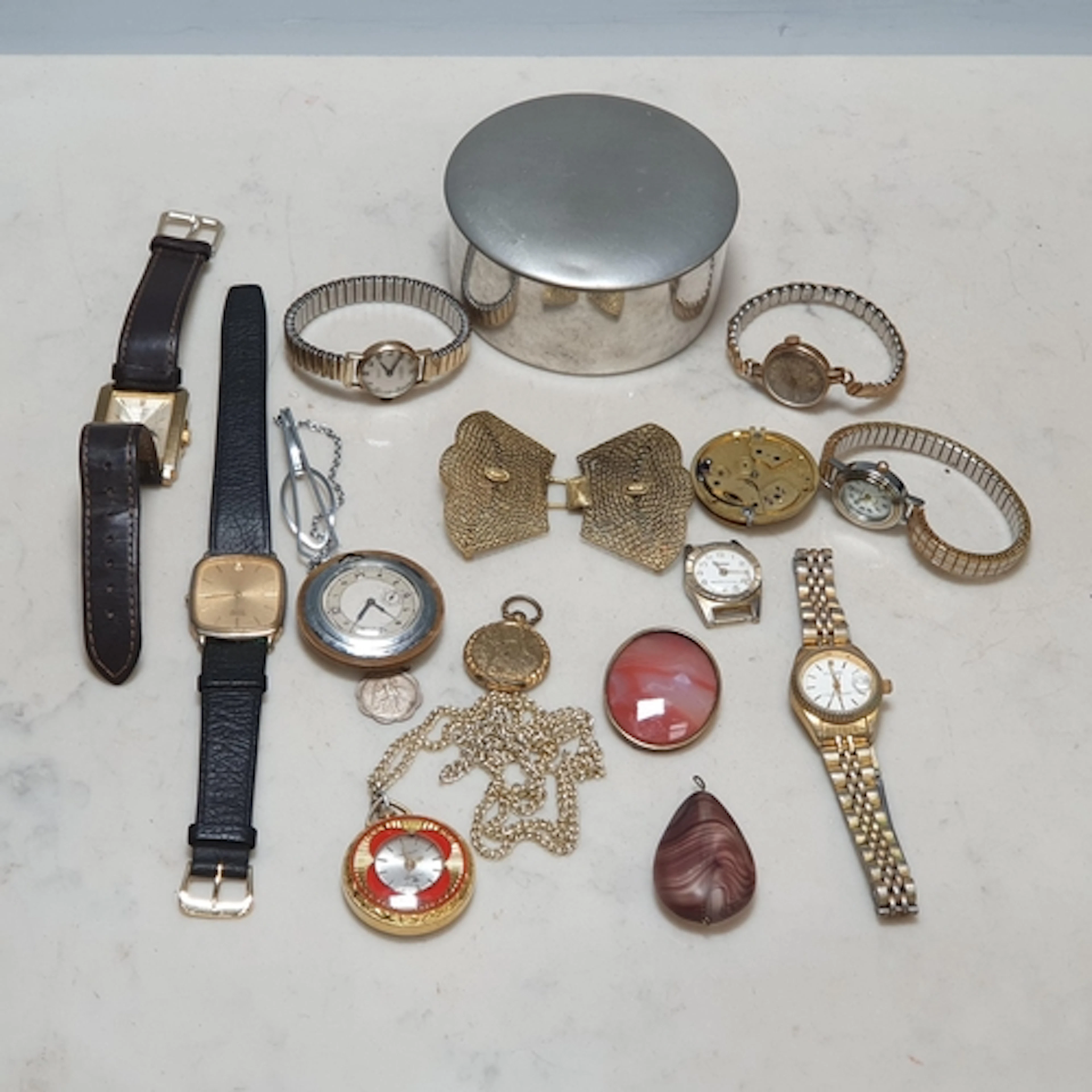 Two vintage 9ct gold cased lady's Wristwatches on gilt metal...