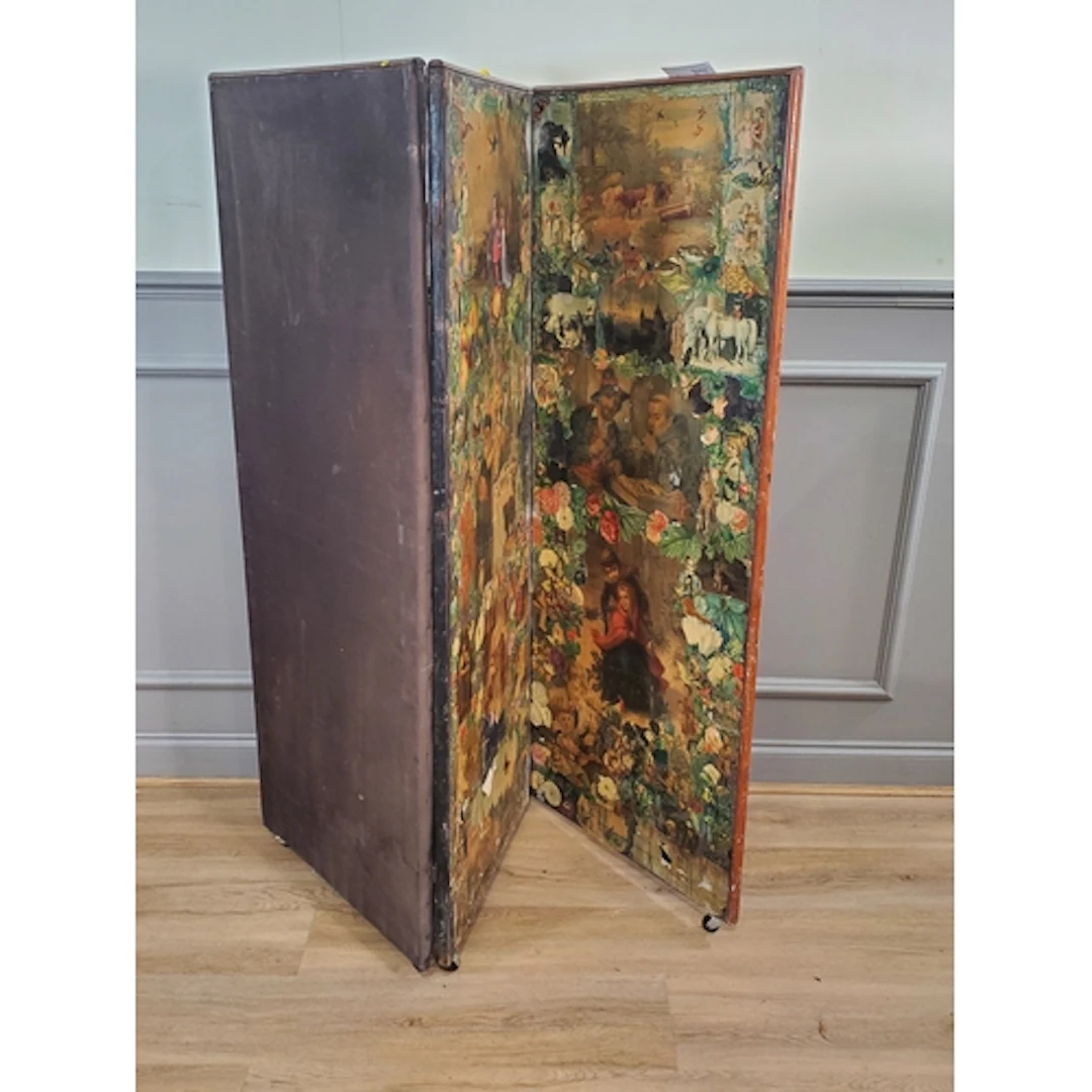 A three fold dressing Screen, 4ft 7" H (R3).