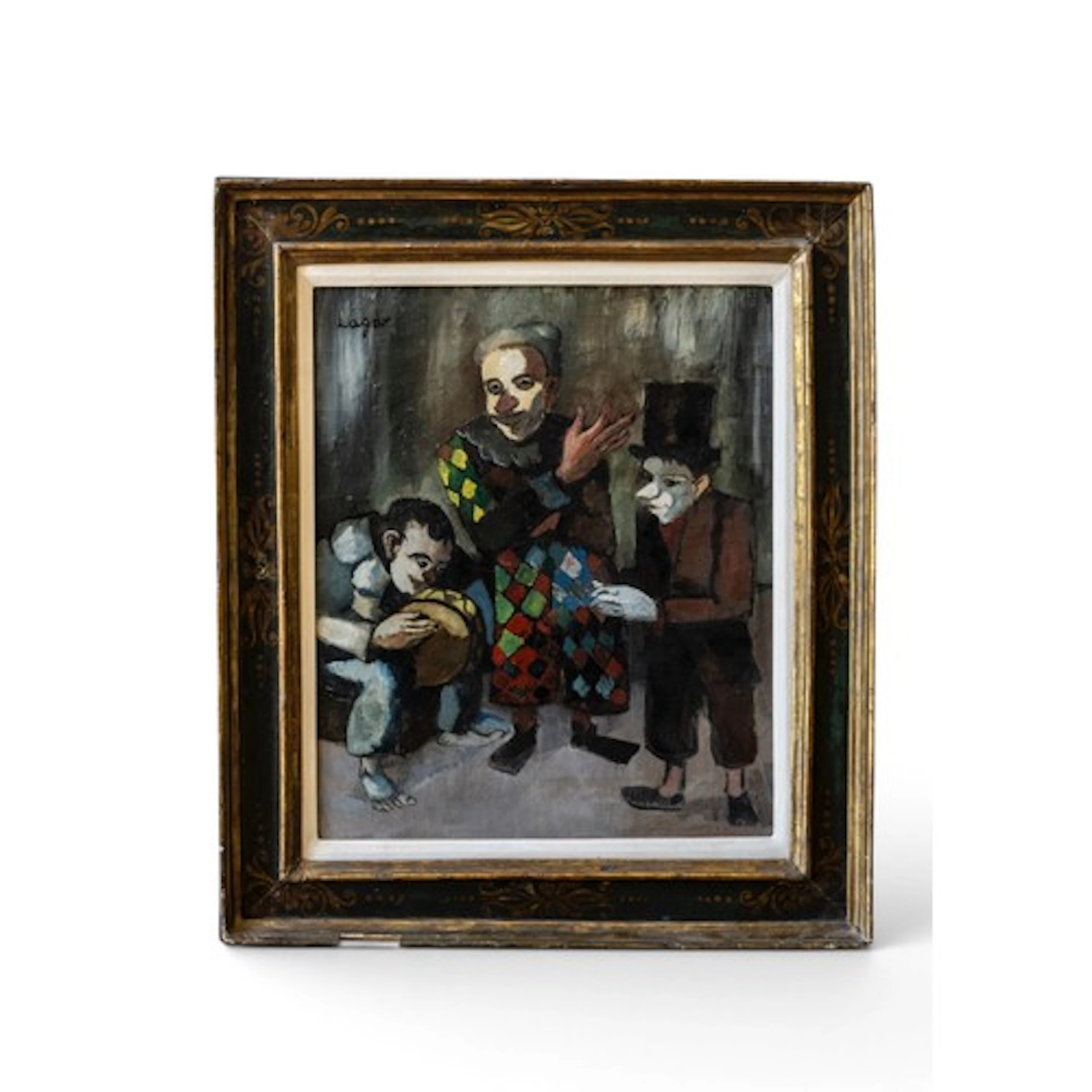 CELSO LAGAR (Spanish, 1891-1966) 'LES TROIS CLOWNS OIL ON CA...