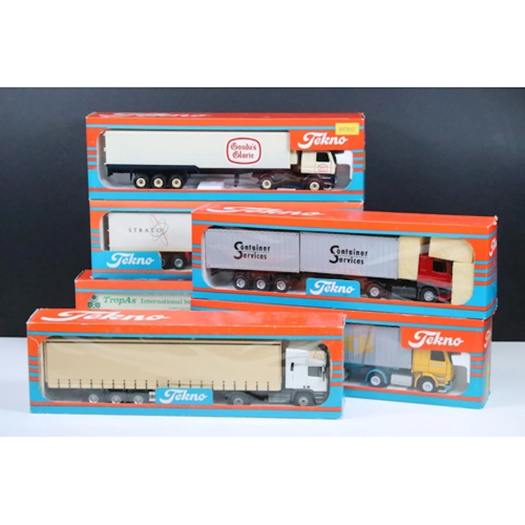 Six boxed Tekno 1/50 diecast haulage models to include Scani...