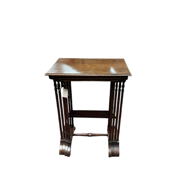 A quartetto of George III style beech tea tables, width 55cm...