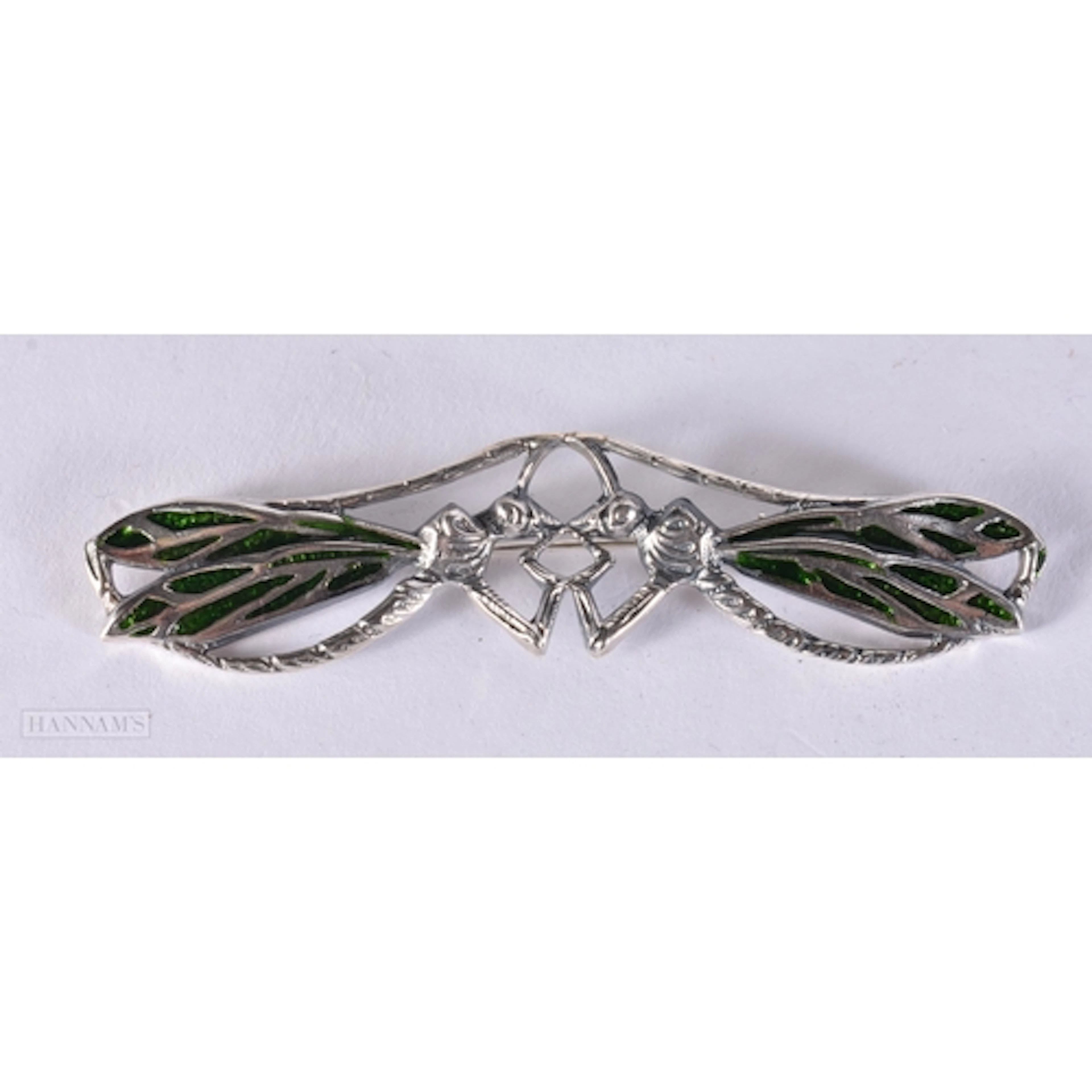 A SILVER AND ENAMEL BUTTERFLY BROOCH. 2.1 x 9 cm. 14.2 grams