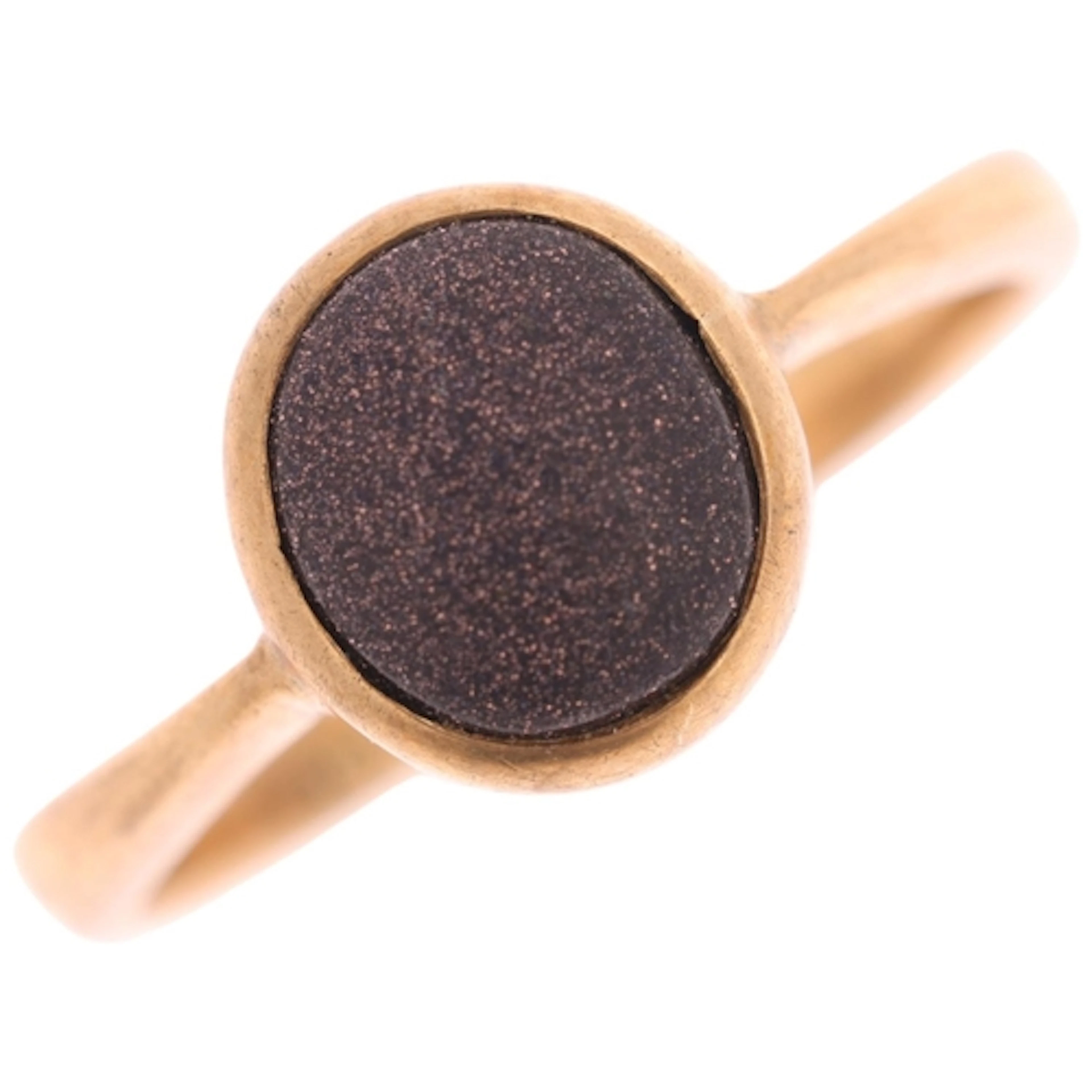A 9ct gold single stone blue sandstone ring, rub-over set wi...