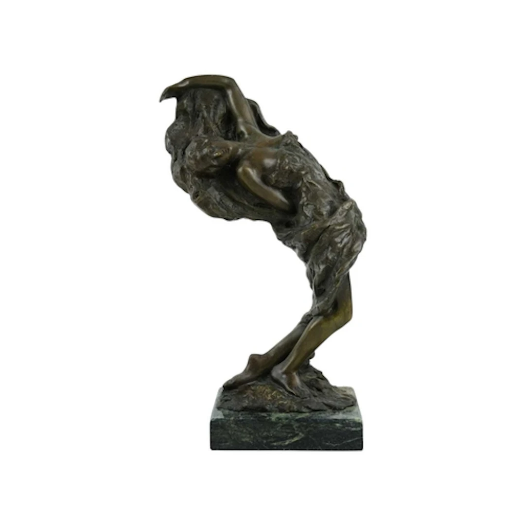 B. C. ZHENG (20th Century). A bronze sculpture of a wind-swe...