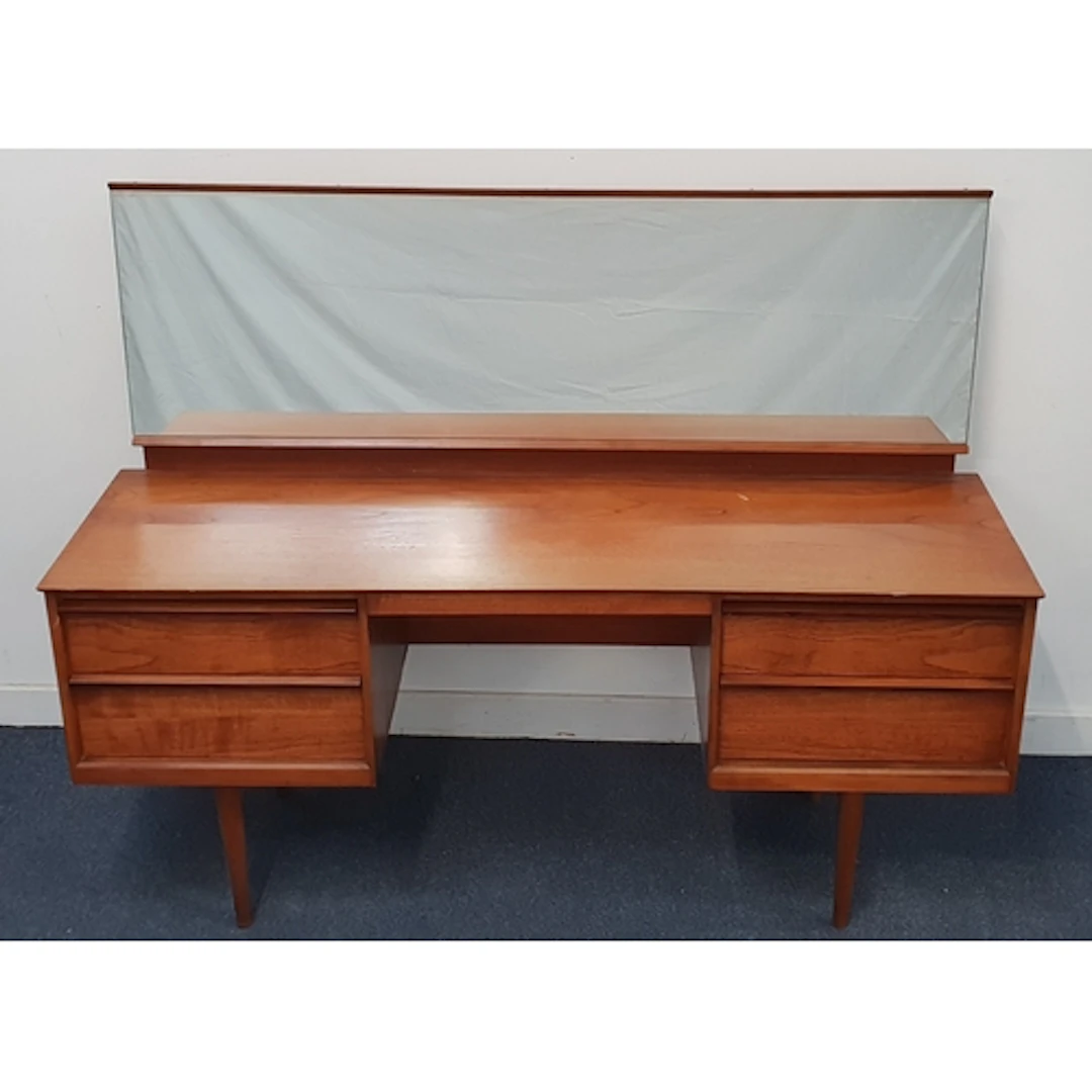 AUSTINSUITE TEAK DRESSING TABLE featuring rectangular mirro...