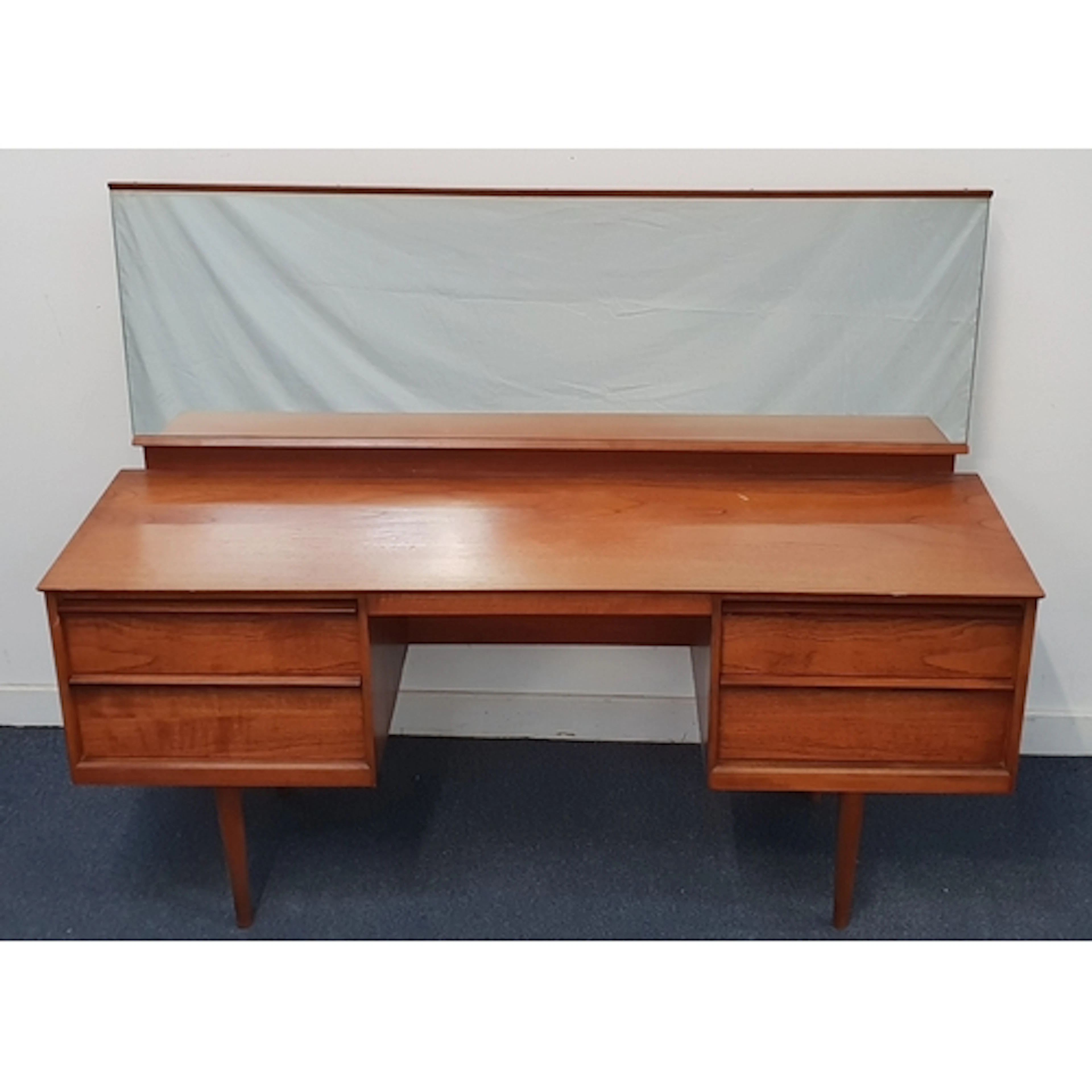 AUSTINSUITE TEAK DRESSING TABLE featuring rectangular mirro...