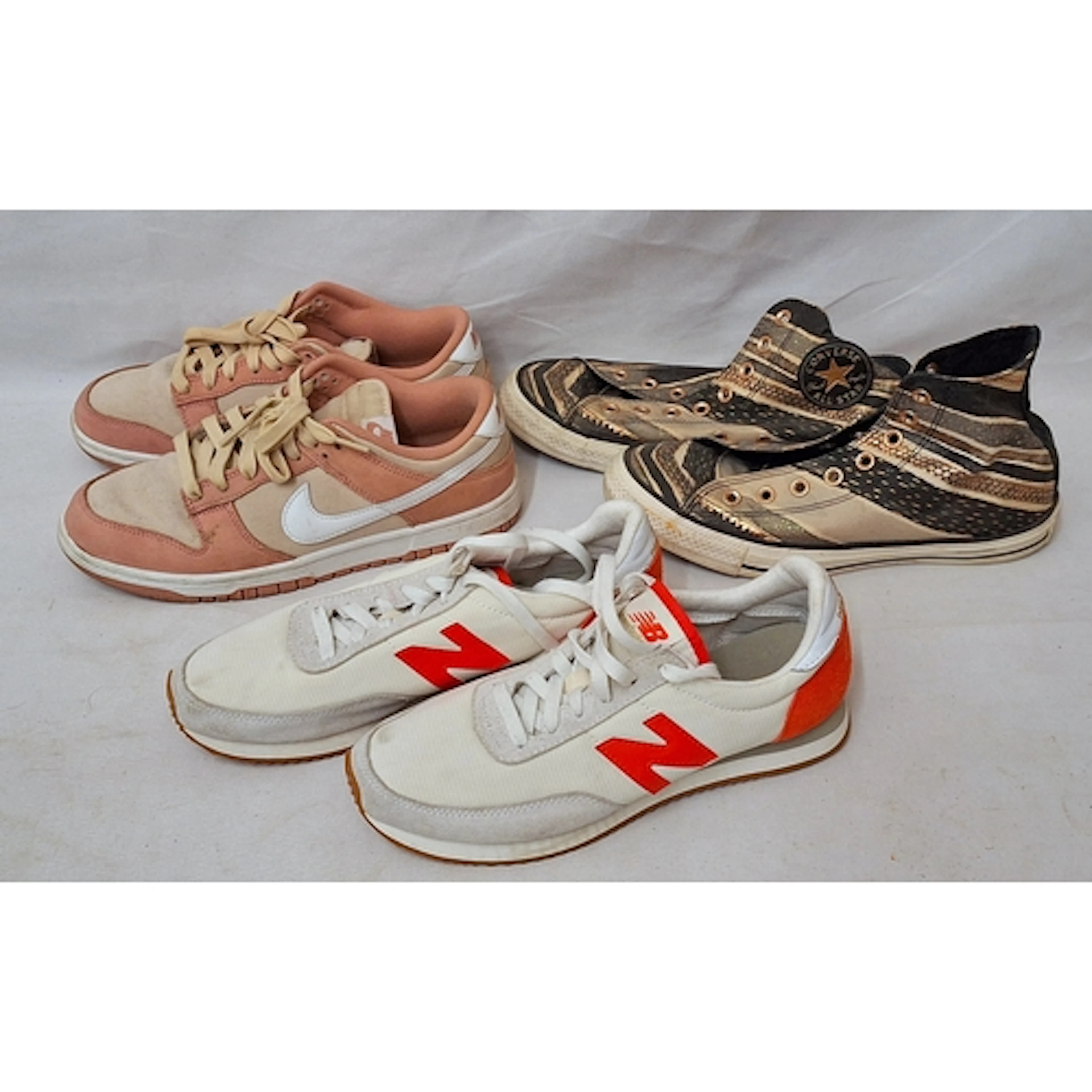 Trainers: Nike Pink Low Dunks UK size 7, Converse Striped UK...