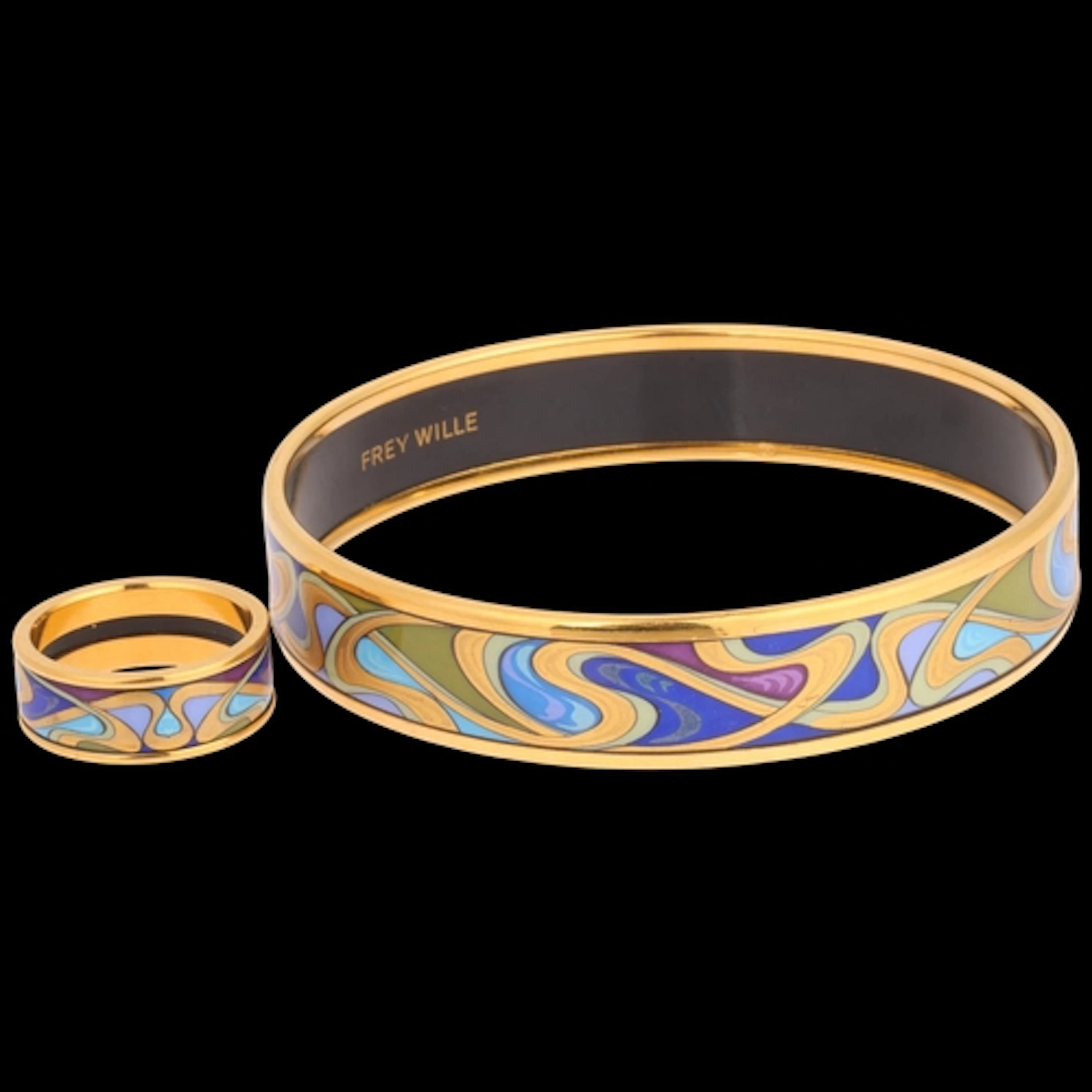 FREYWILLE - a 24ct gold plated fire enamel Bordered Miss ban...