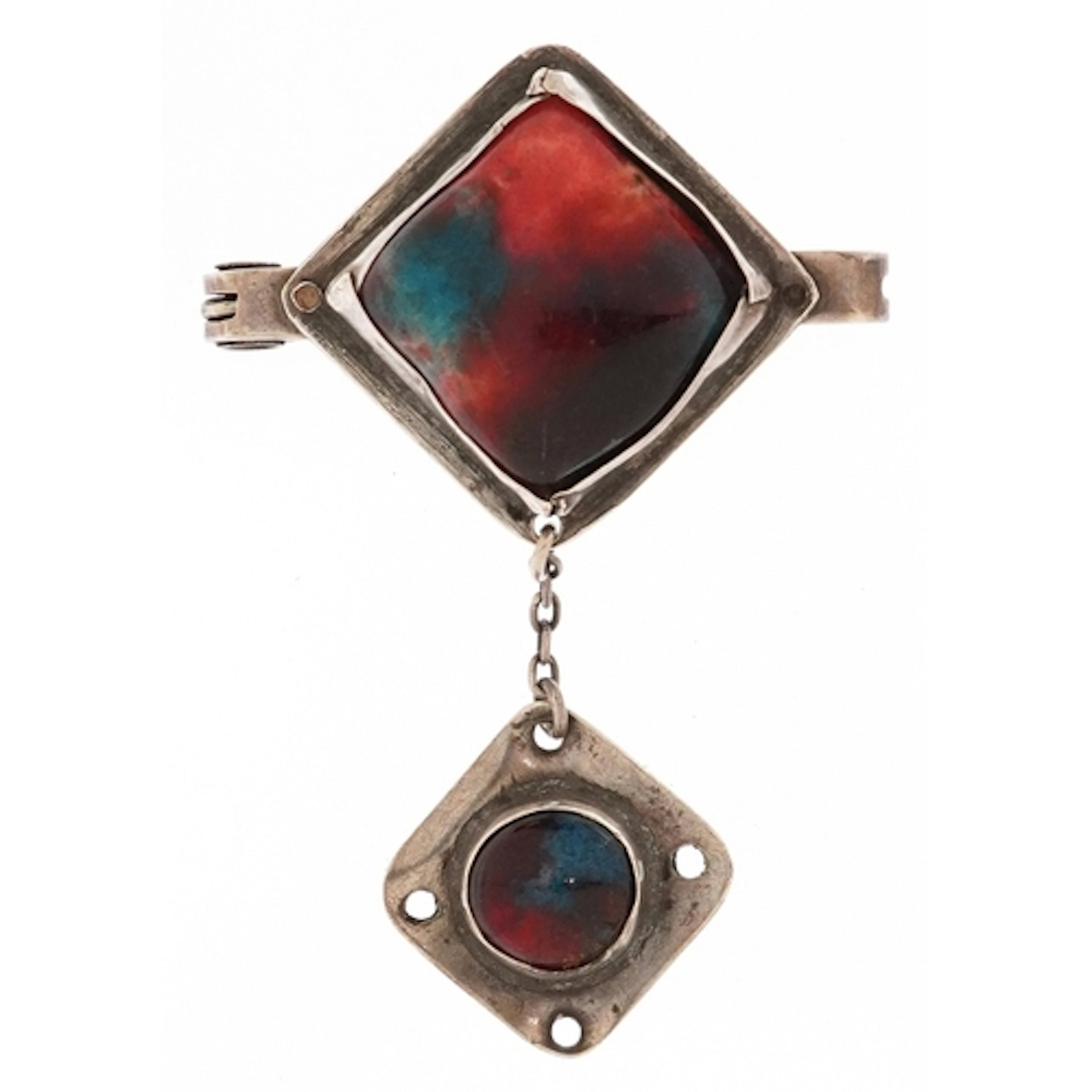 Arts & Crafts silver and enamel brooch, Birmingham 1919, 5.1...
