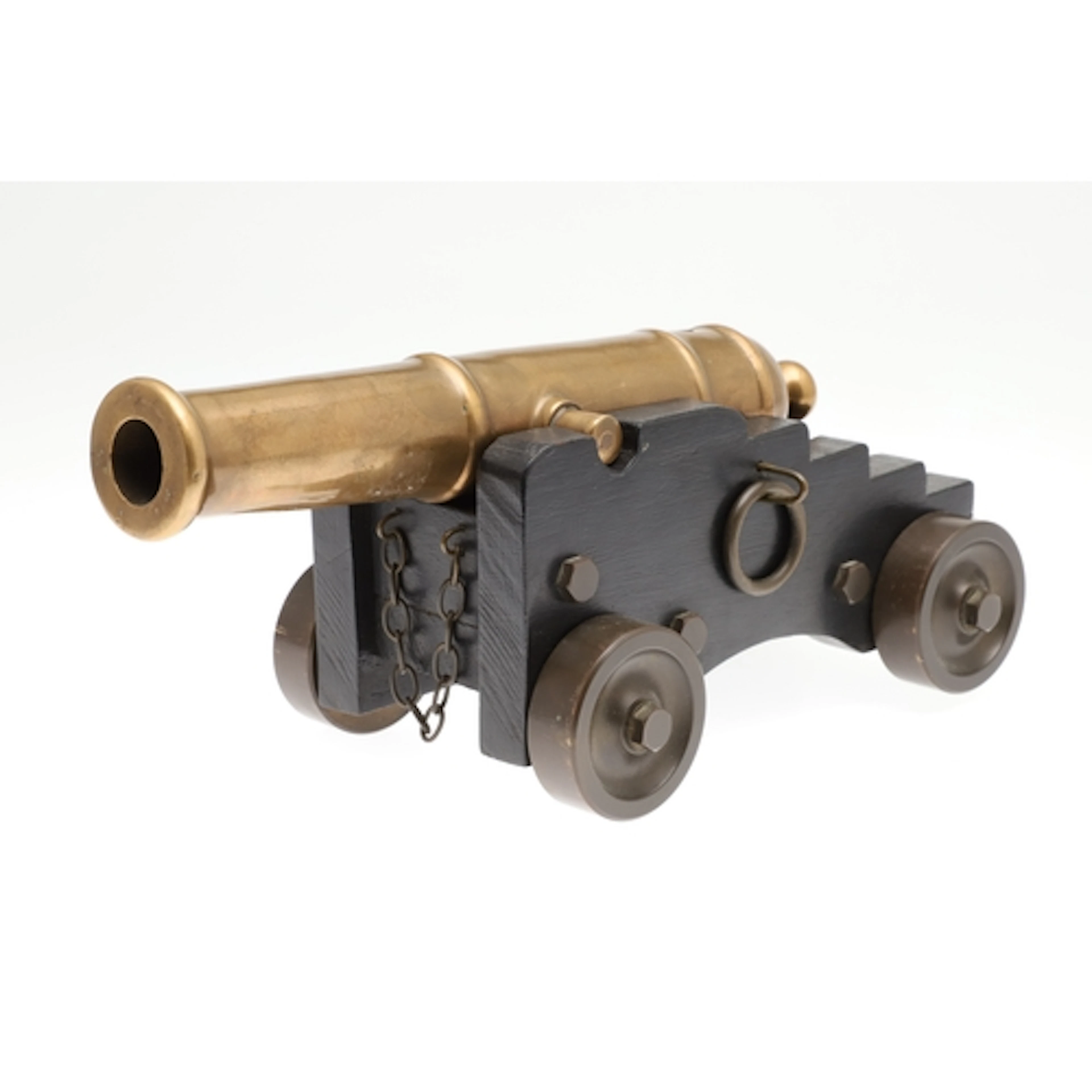 A 19TH CENTURY CAST BRONZE SIGNAL CANNON AND CARRIAGE. A bro...