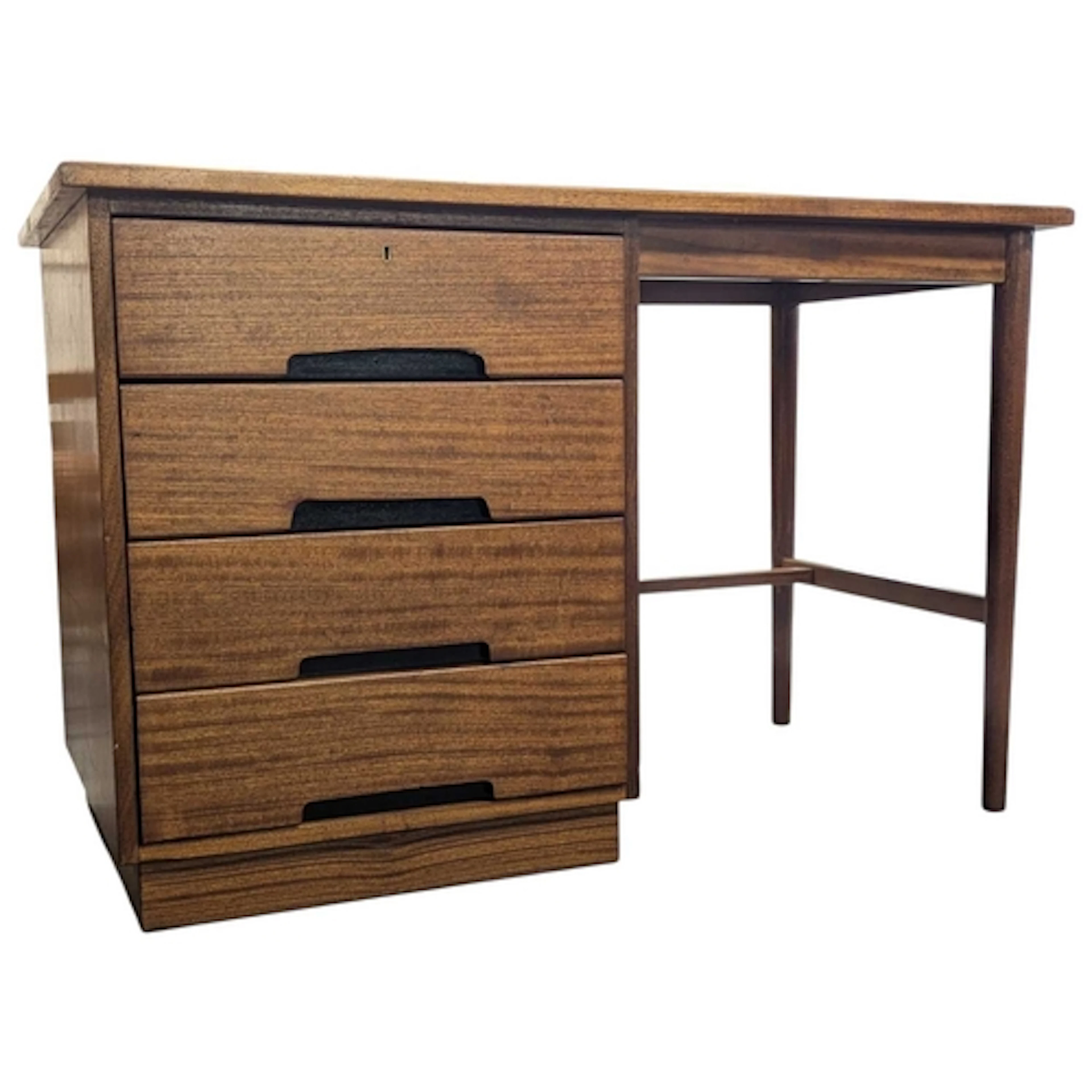 British Modern Design - Mid century teak kneehole writing de...