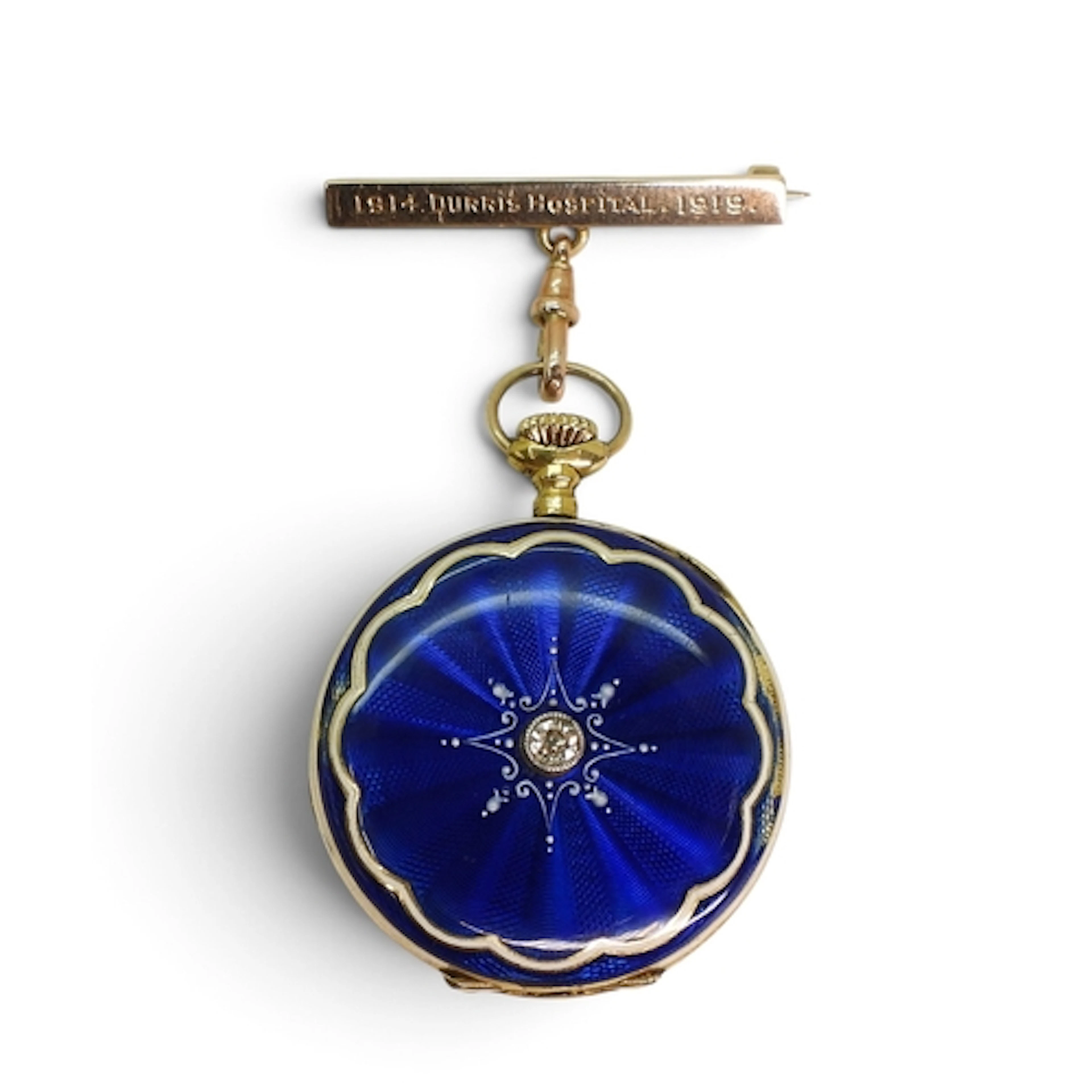 AN 18CT GOLD & ENAMEL NURSES WATCH the Swiss made Vulcai...