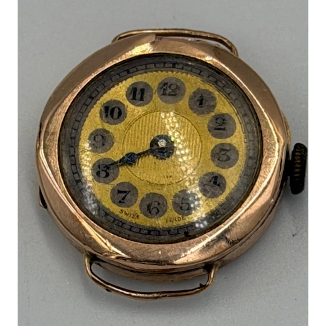 A 9ct gold ladies watch AF, no bracelet